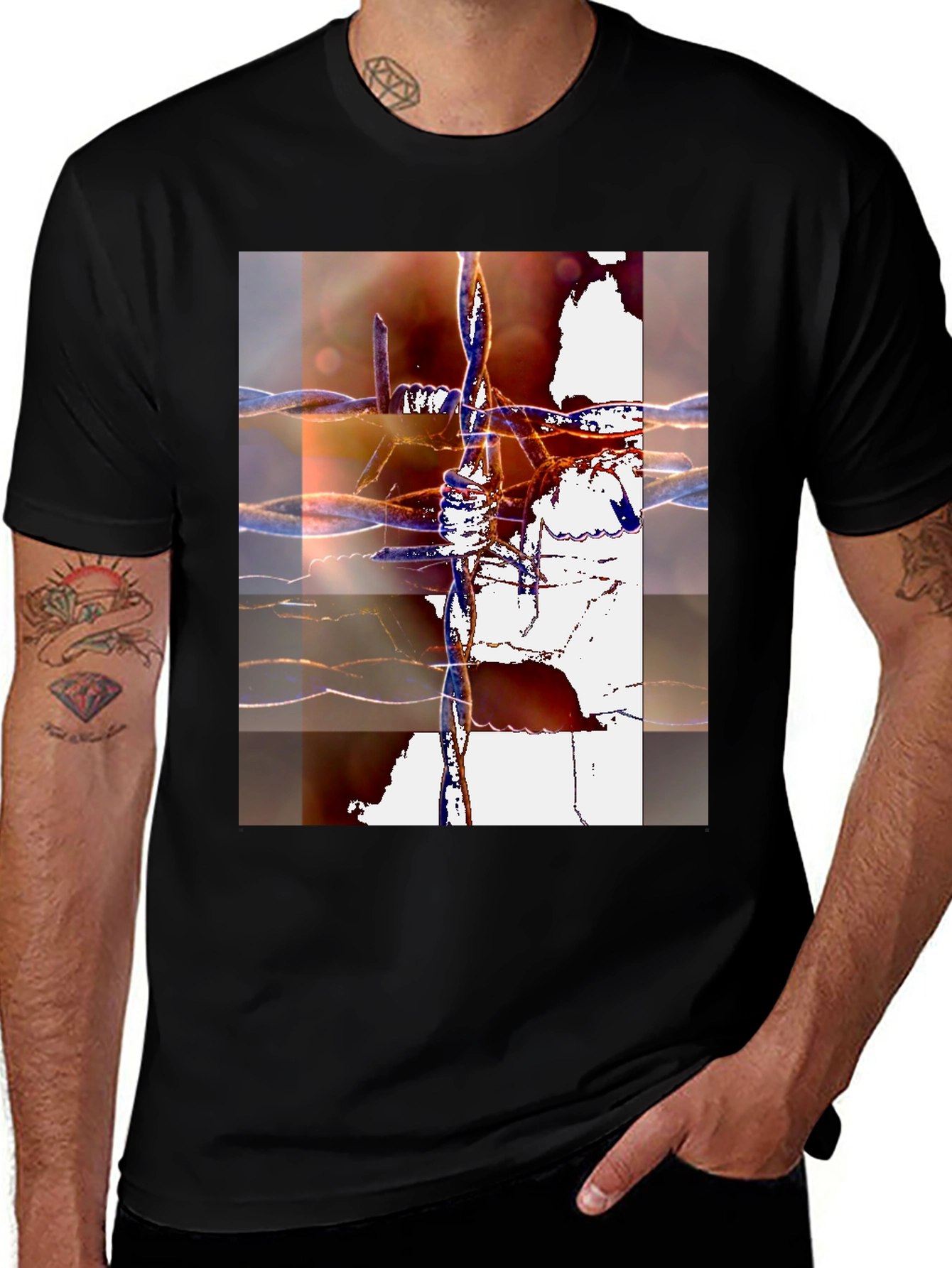 Variant 16 of Abstract Barbed Wire Graphic Tee - Modern Art Shirt