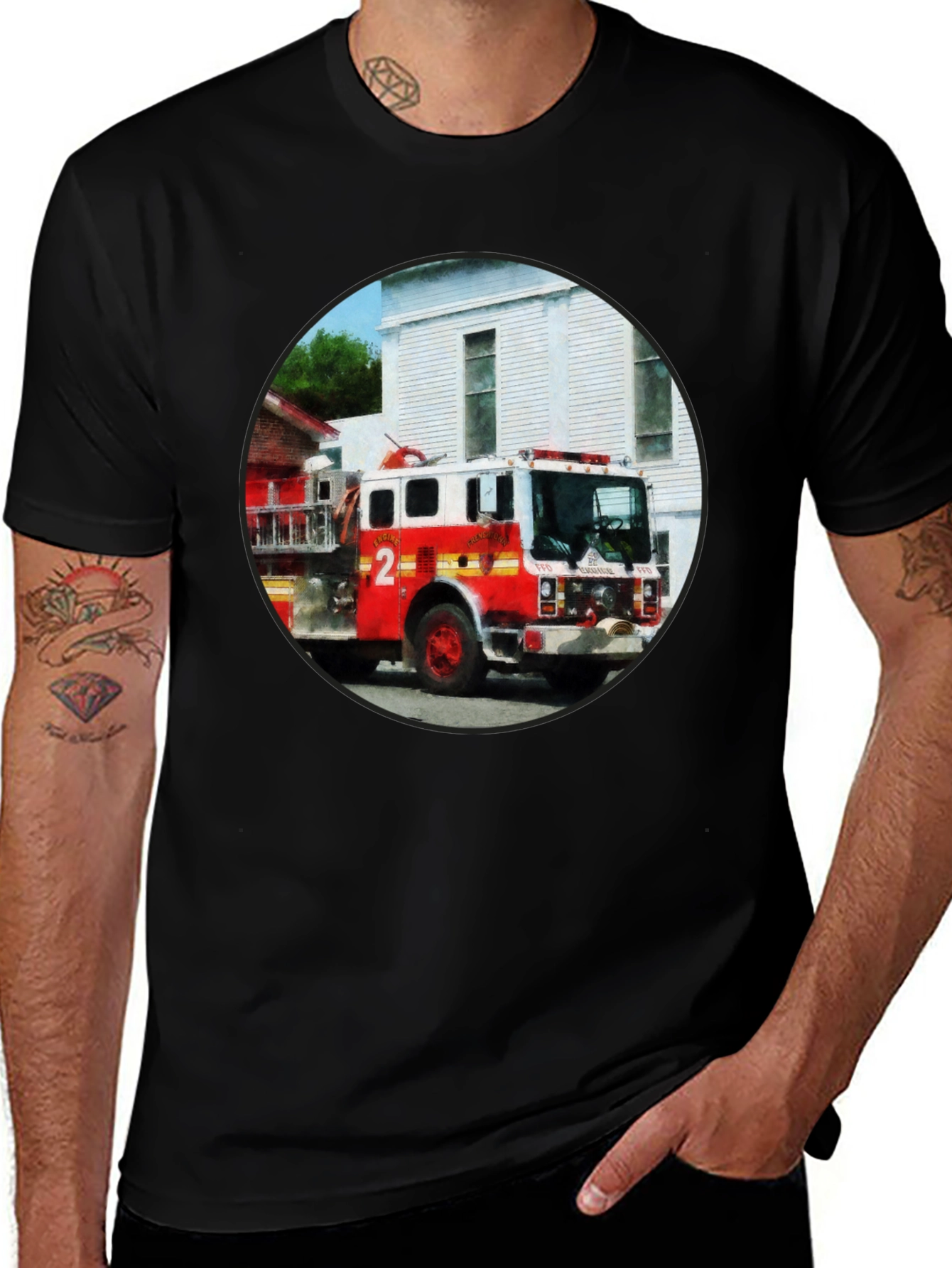 Variant 16 of Firetruck Graphic Tee - Classic Fire Engine T-Shirt