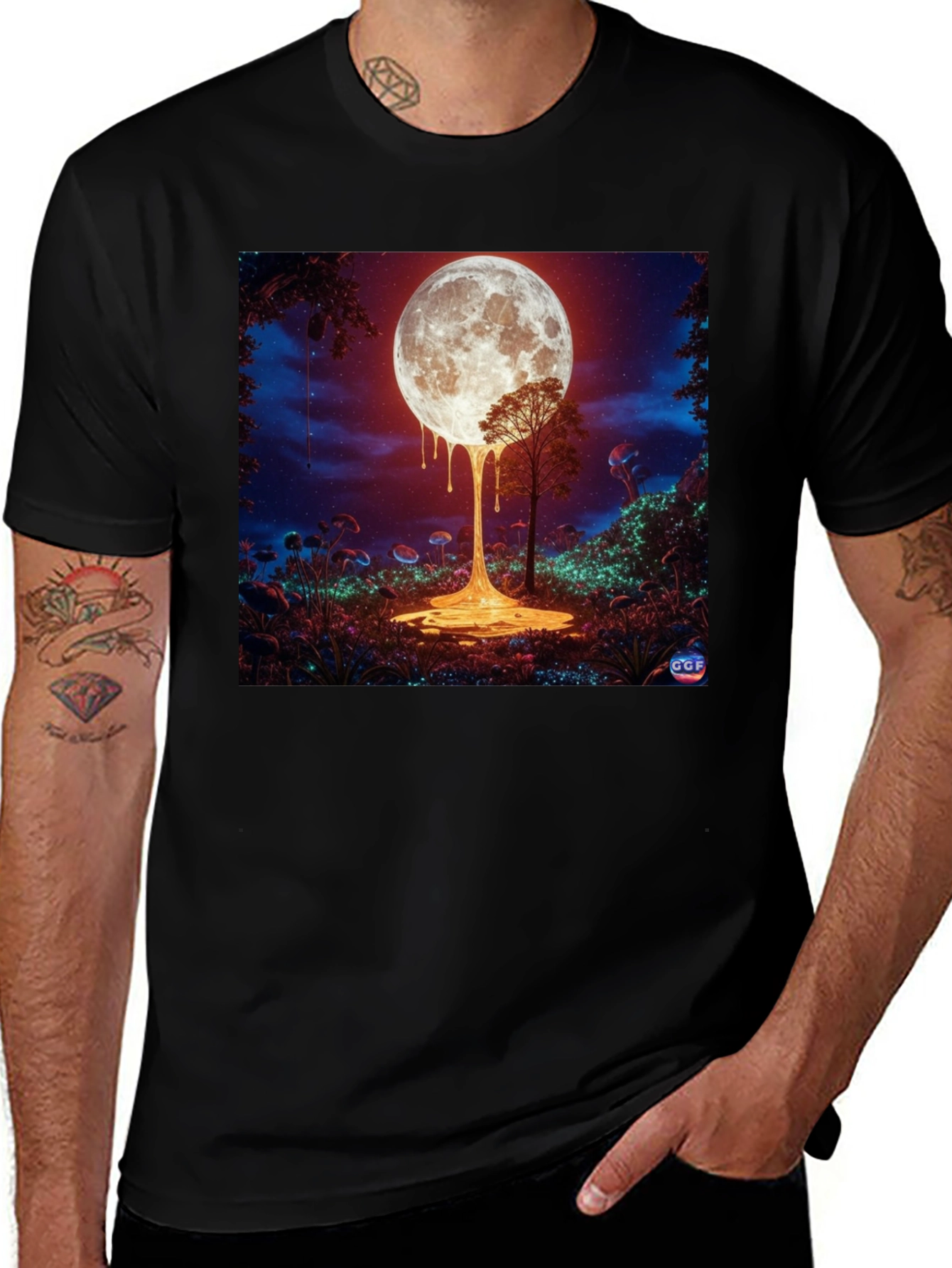 Variant 11 of Melting Moon Graphic Tee - Unique Design