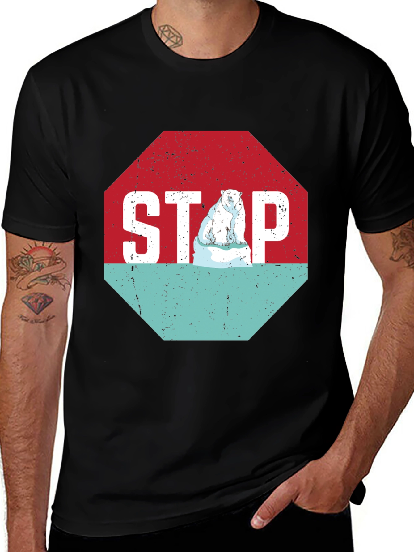 Variant 10 of Stop Climate Change Polar Bear Graphic Tee