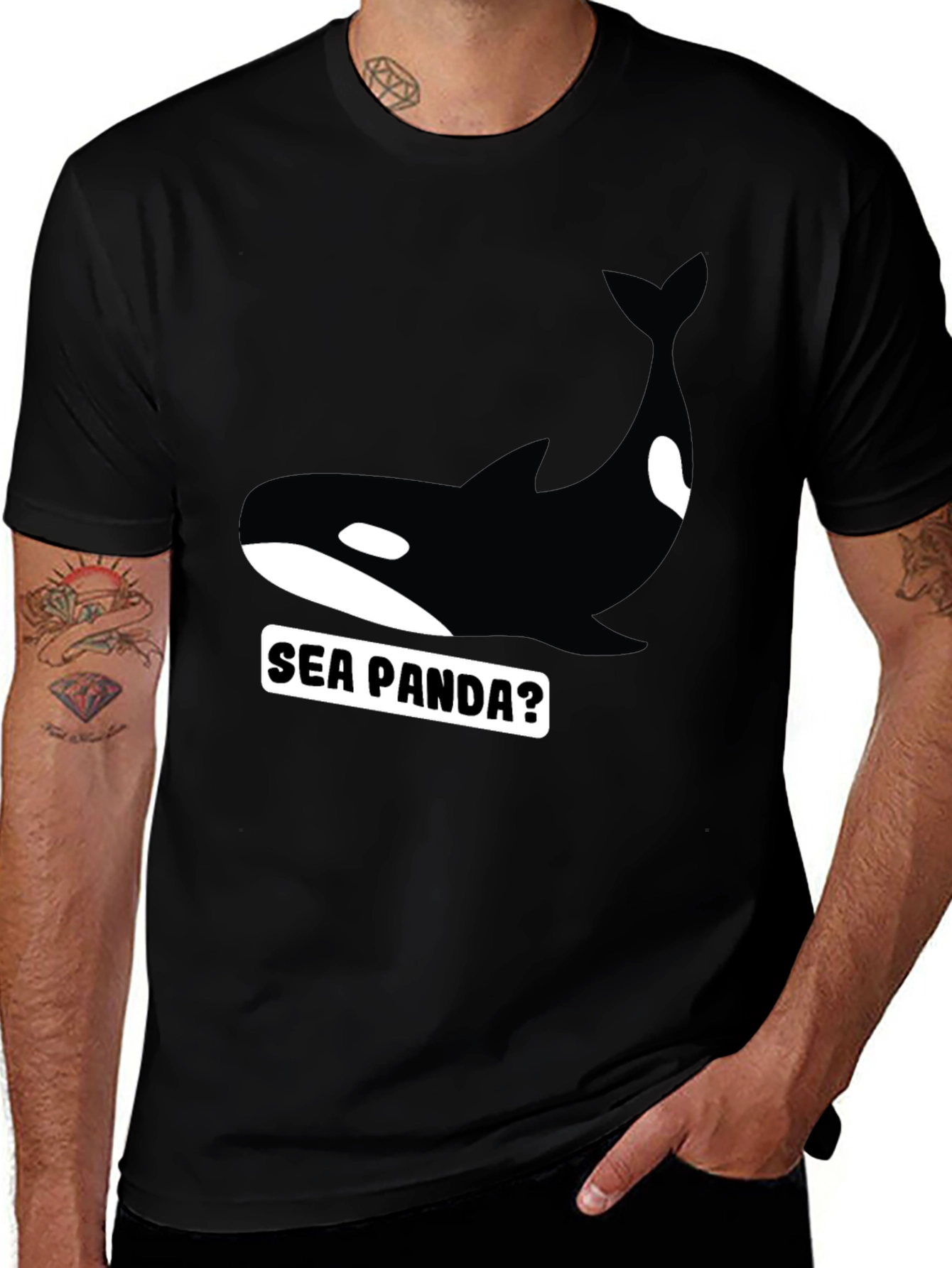 Sea Panda Graphic Tee - Black Orca T-Shirt