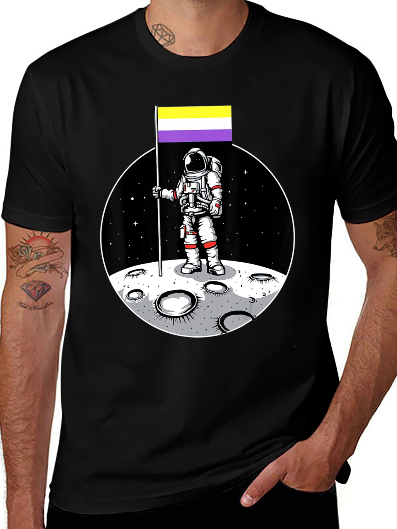 Variant 13 of Astronaut Nonbinary Pride Flag T-Shirt