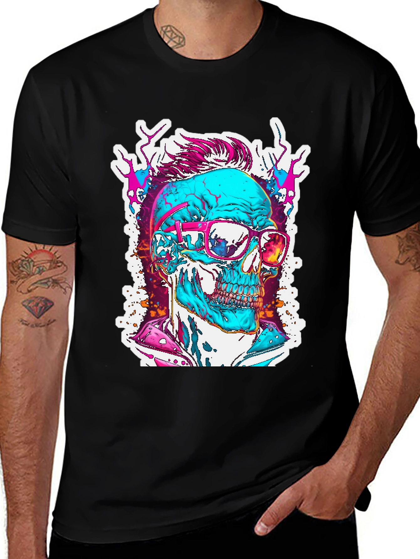 Variant 12 of Edgy Skull Graphic Tee - Cool & Unique Design