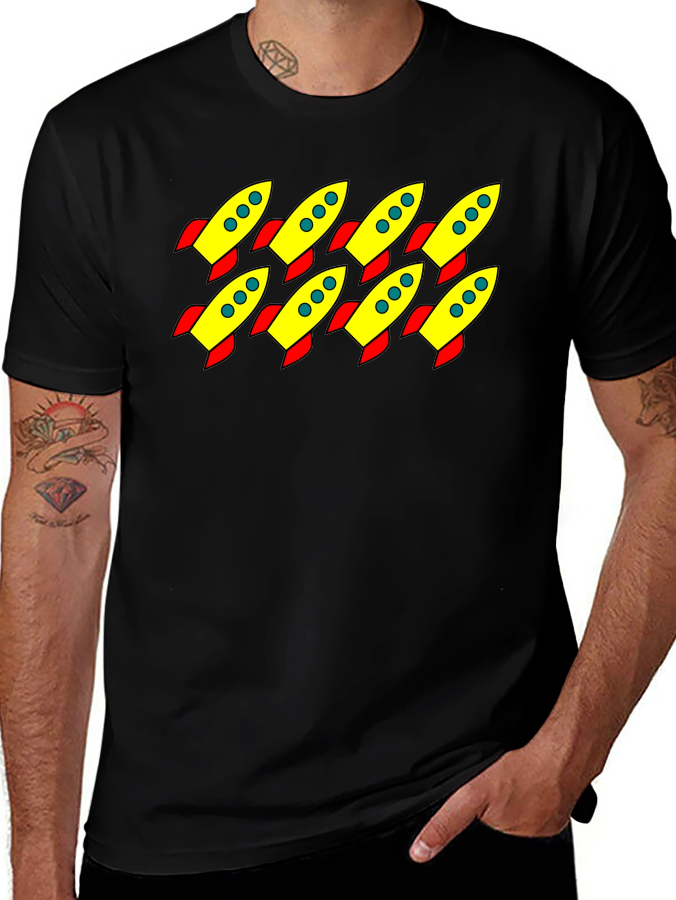 Variant 24 of Rocket Print Black T-Shirt