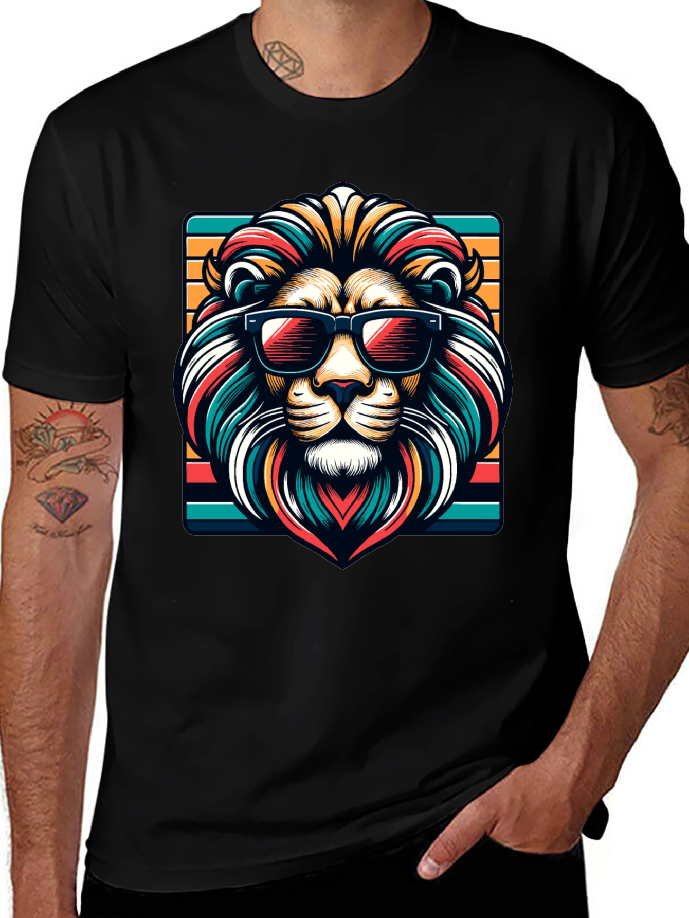 Variant 30 of Cool Lion Graphic Tee - Trendy Animal Design