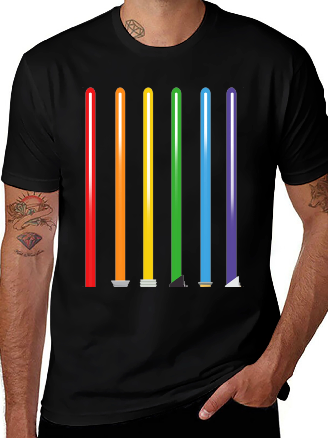 Rainbow Lightsaber Graphic T-Shirt