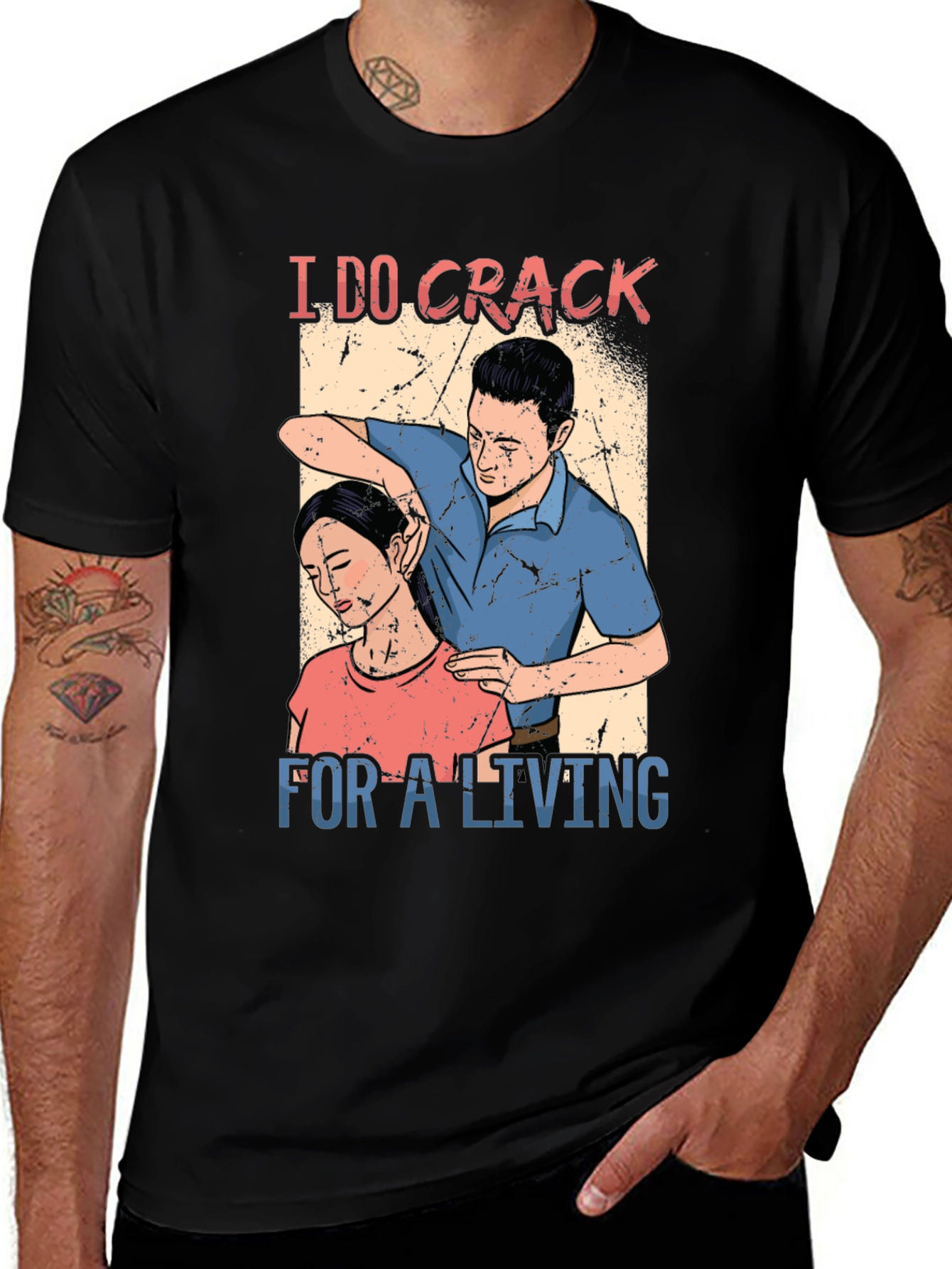 Variant 8 of Chiropractor 'I DO CRACK' Black T-Shirt