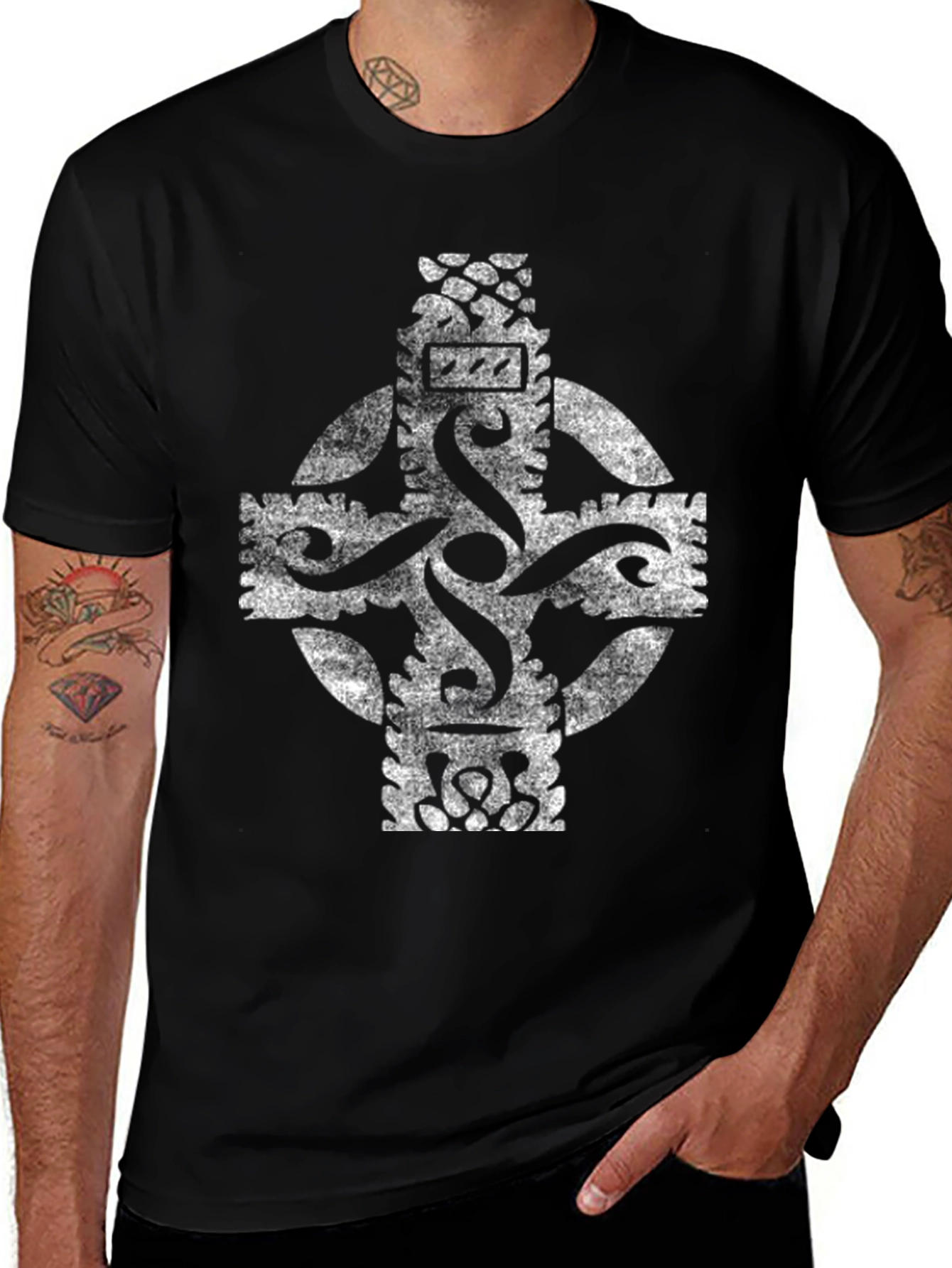 Variant 9 of Celtic Cross Graphic Print Men's T-Shirt