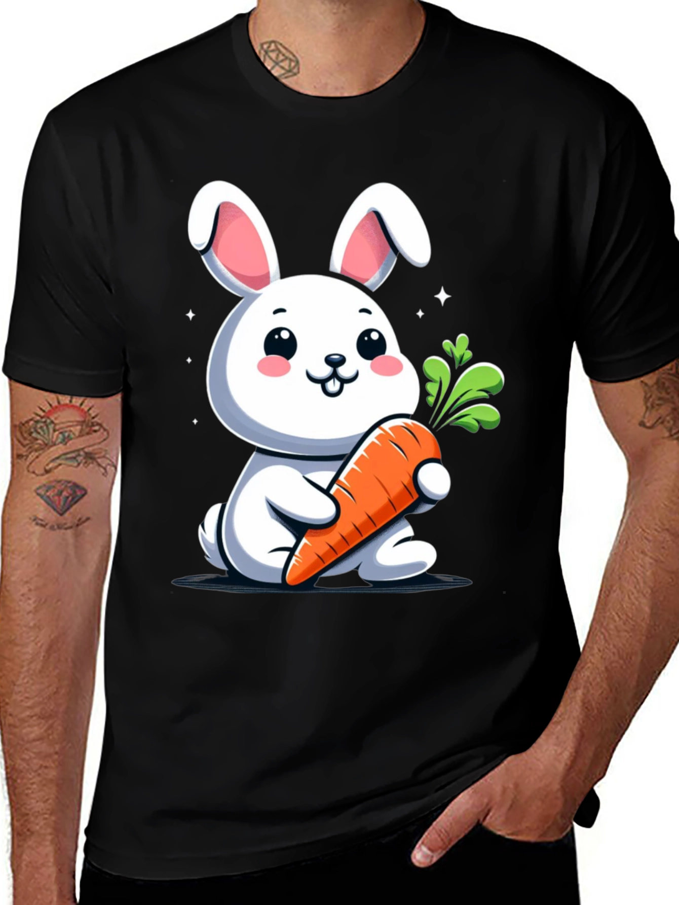 Cute Bunny Holding Carrot Graphic Tee
