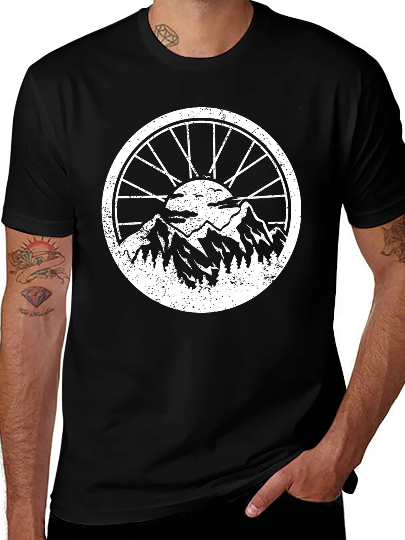 Variant 28 of Mountain Bike Wheel Graphic Tee - Black