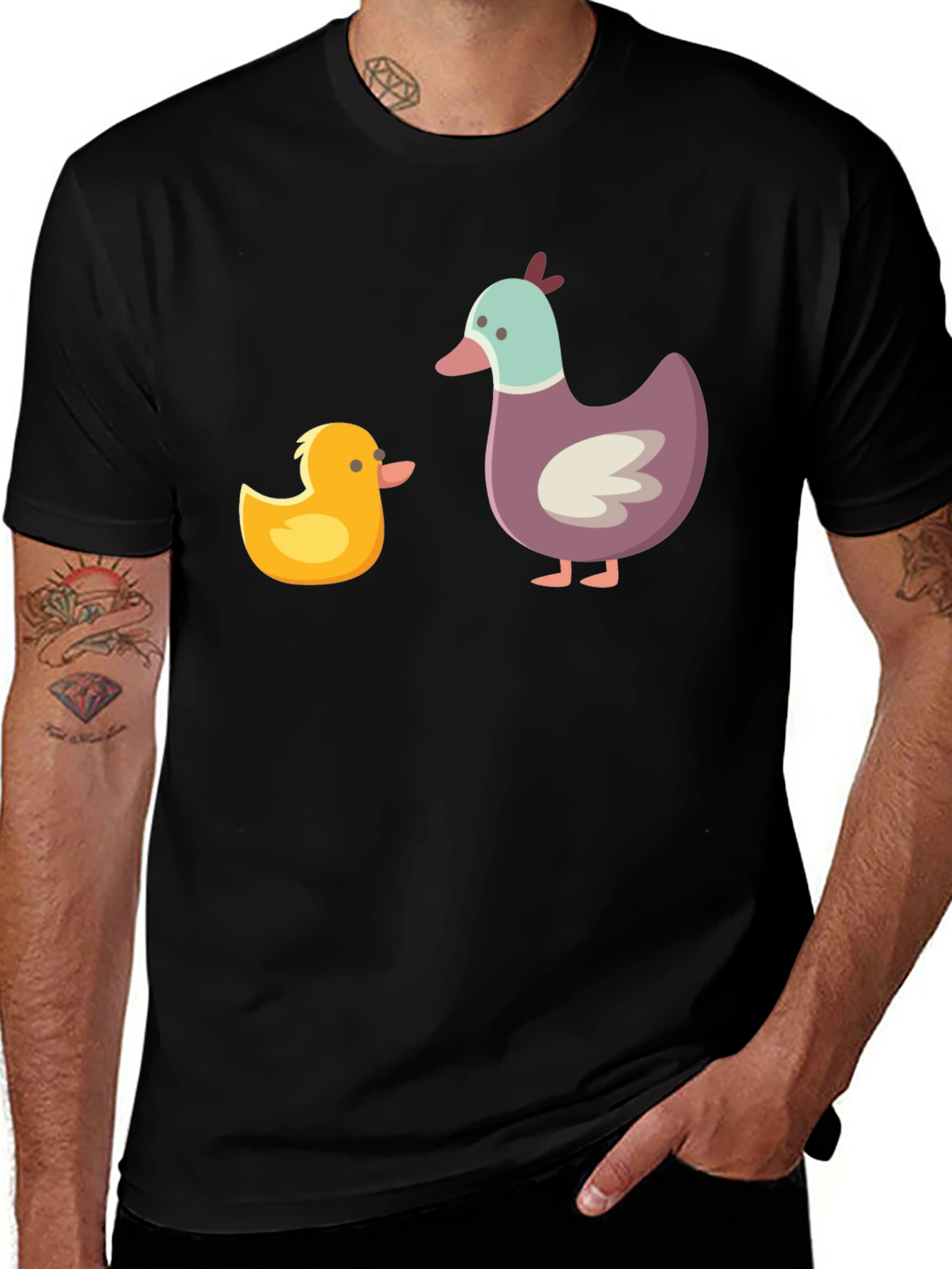 Variant 14 of Duck Family Graphic Tee - Cute Cartoon Design
