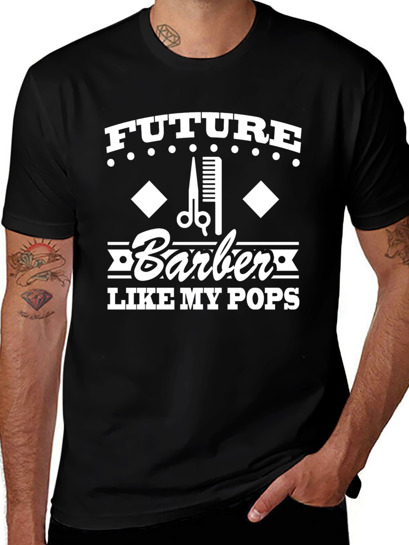 Variant 3 of Future Barber Like My Pops Black Graphic T-Shirt