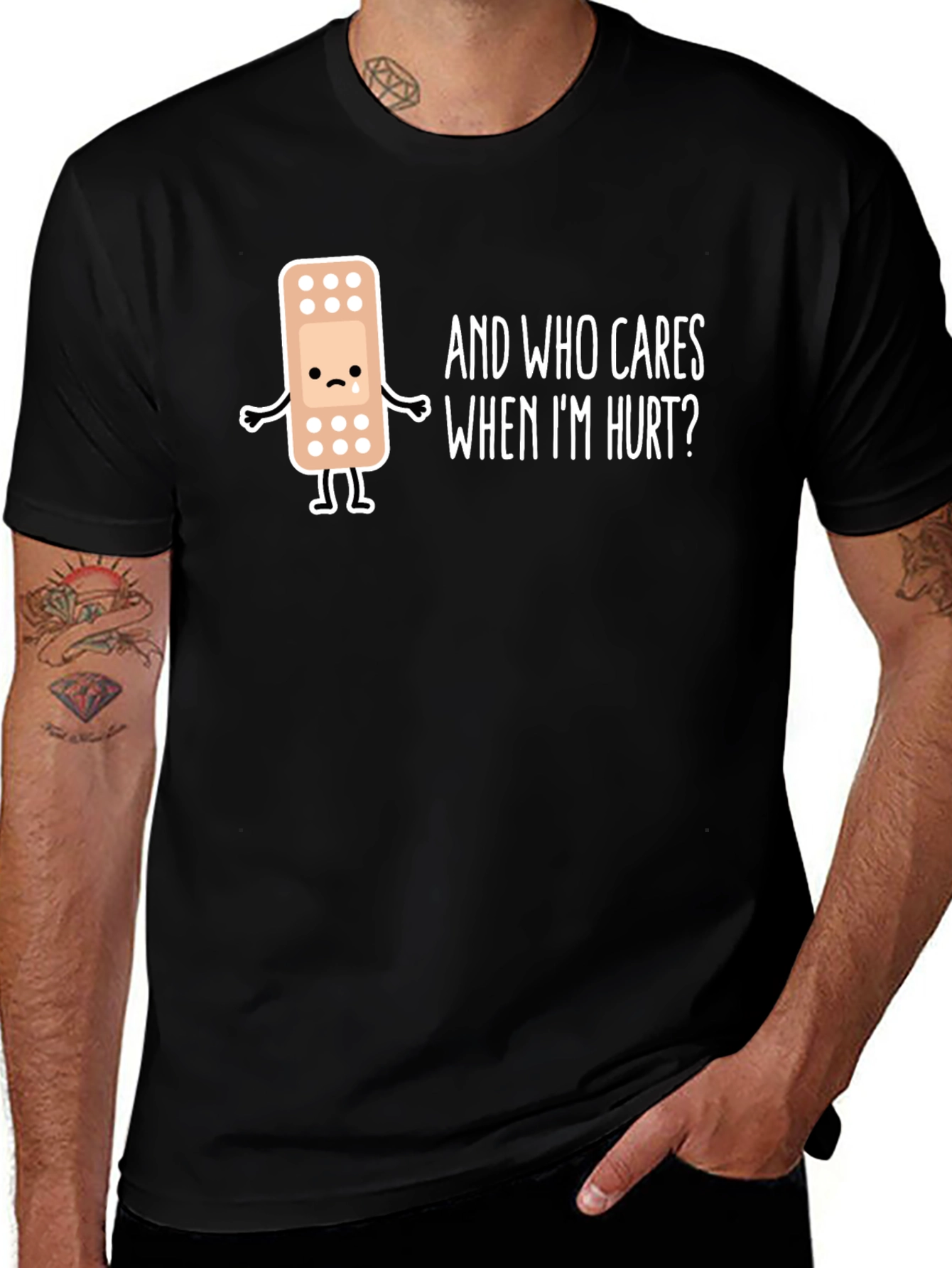 Variant 8 of Sad Bandage T-Shirt - Who Cares When I'm Hurt?