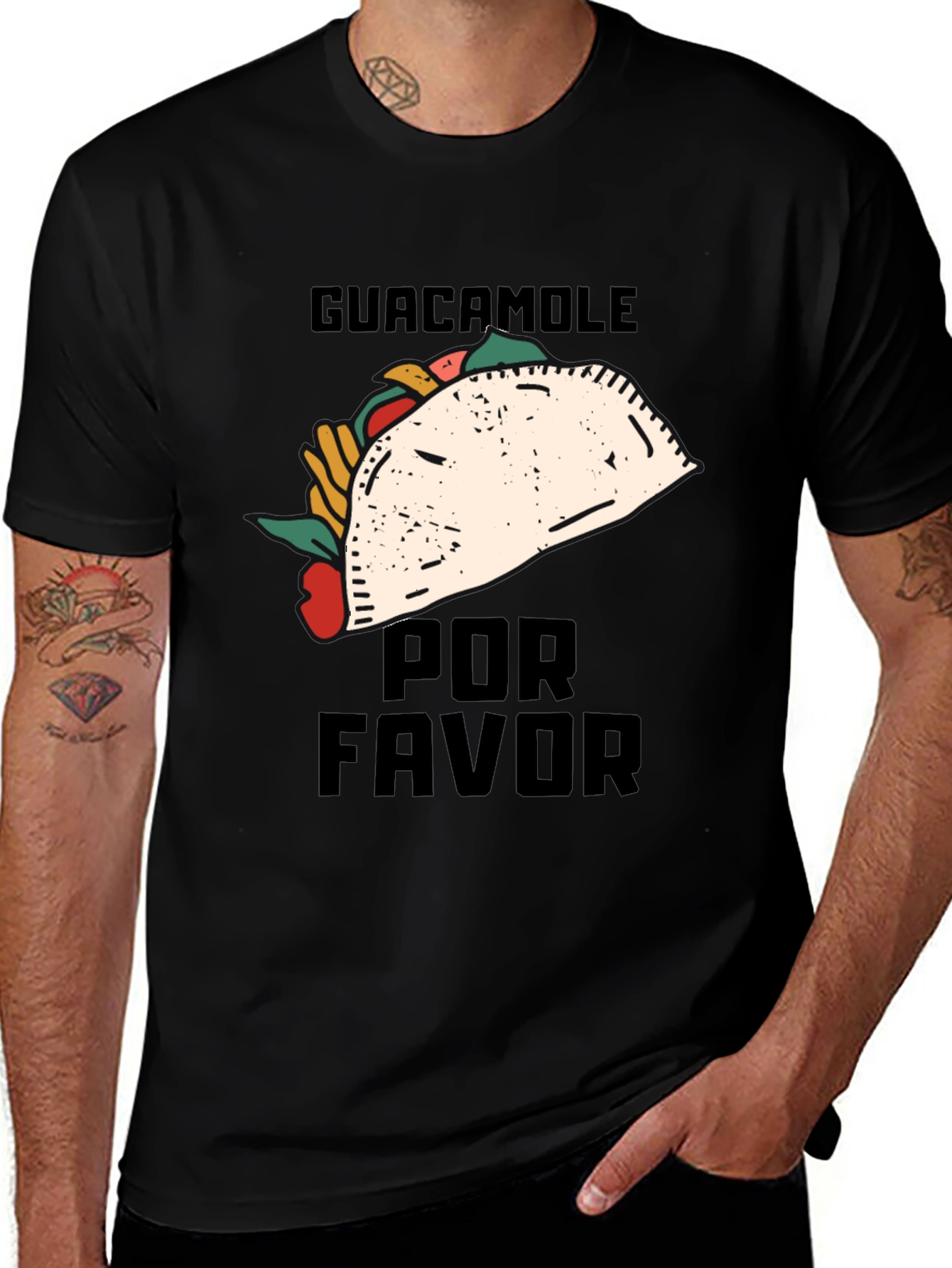 Variant 20 of Guacamole Por Favor Black T-Shirt - Fun Foodie Tee