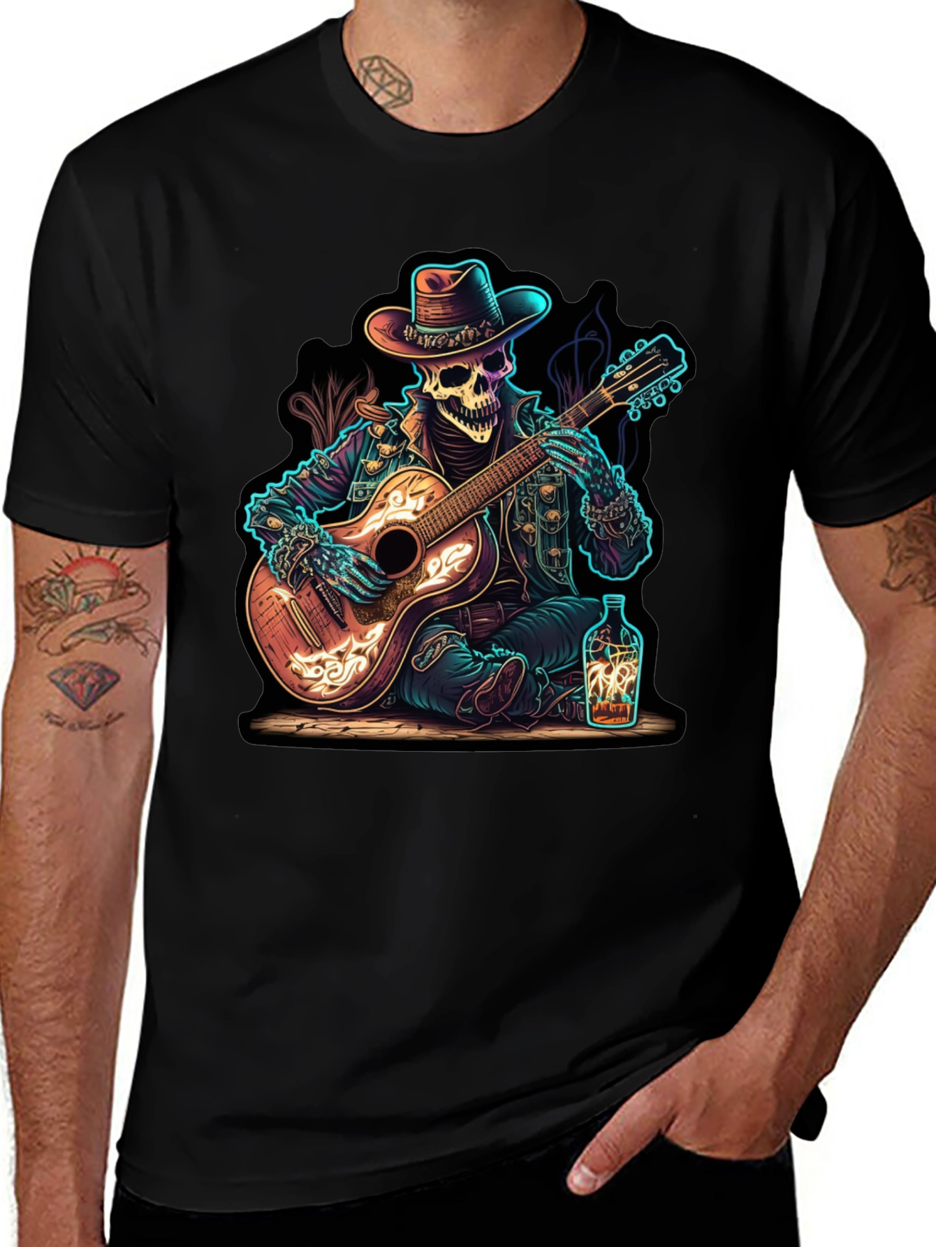 Variant 23 of Skull Cowboy Guitar Player T-Shirt