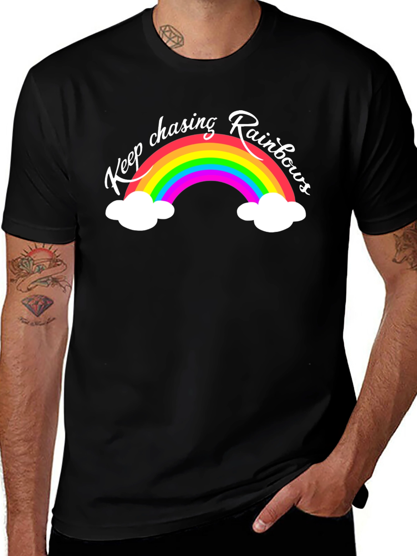 Variant 27 of Keep Chasing Rainbows T-Shirt - Black