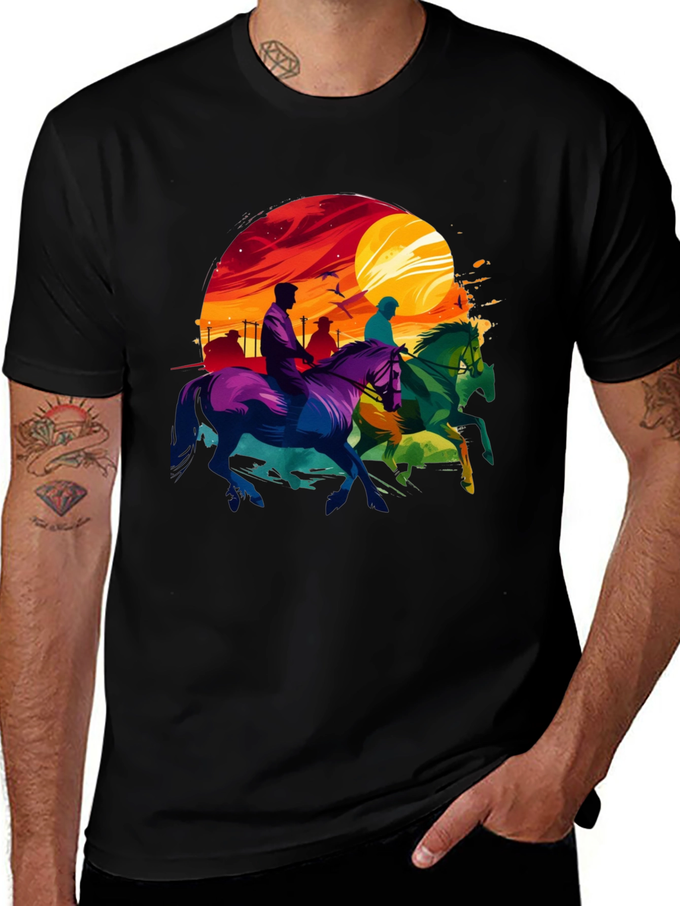 Variant 24 of Colorful Horseback Riding T-Shirt