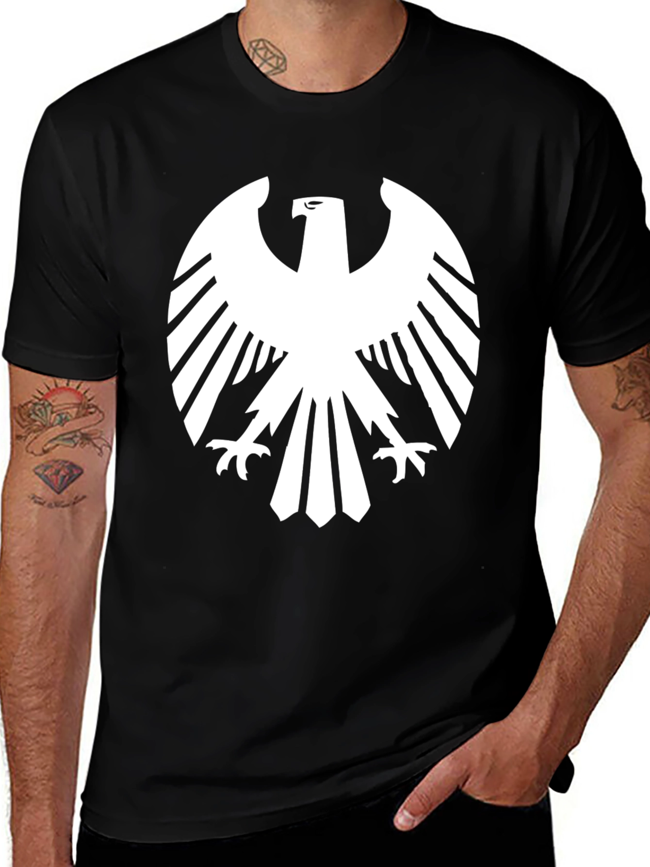 Variant 24 of Bold Eagle Graphic Tee - Black Cotton Blend
