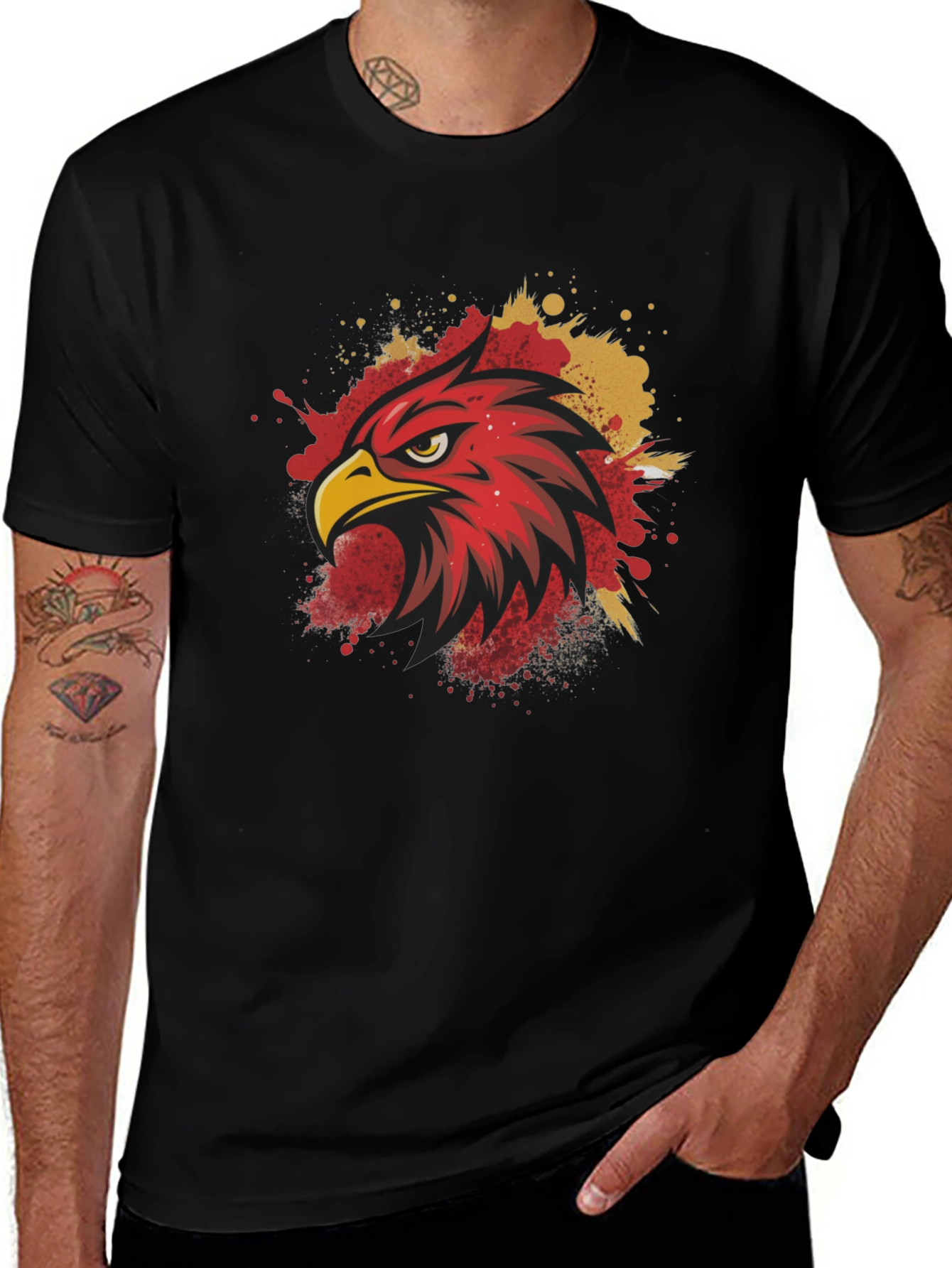 Variant 27 of Eagle Head Graphic Tee - Men's Black T-Shirt