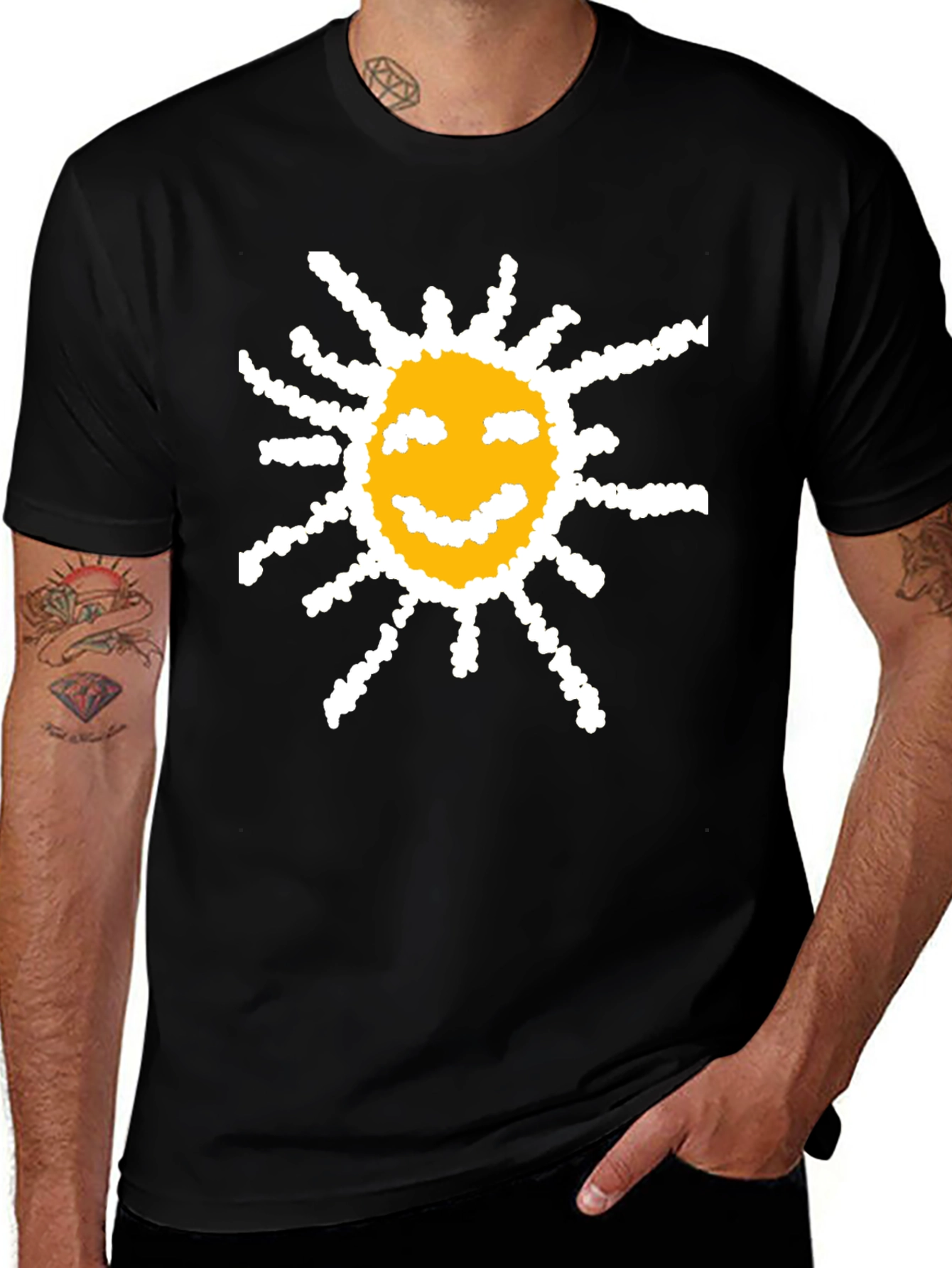 Variant 11 of Happy Sun Graphic Tee - Black Cotton T-Shirt