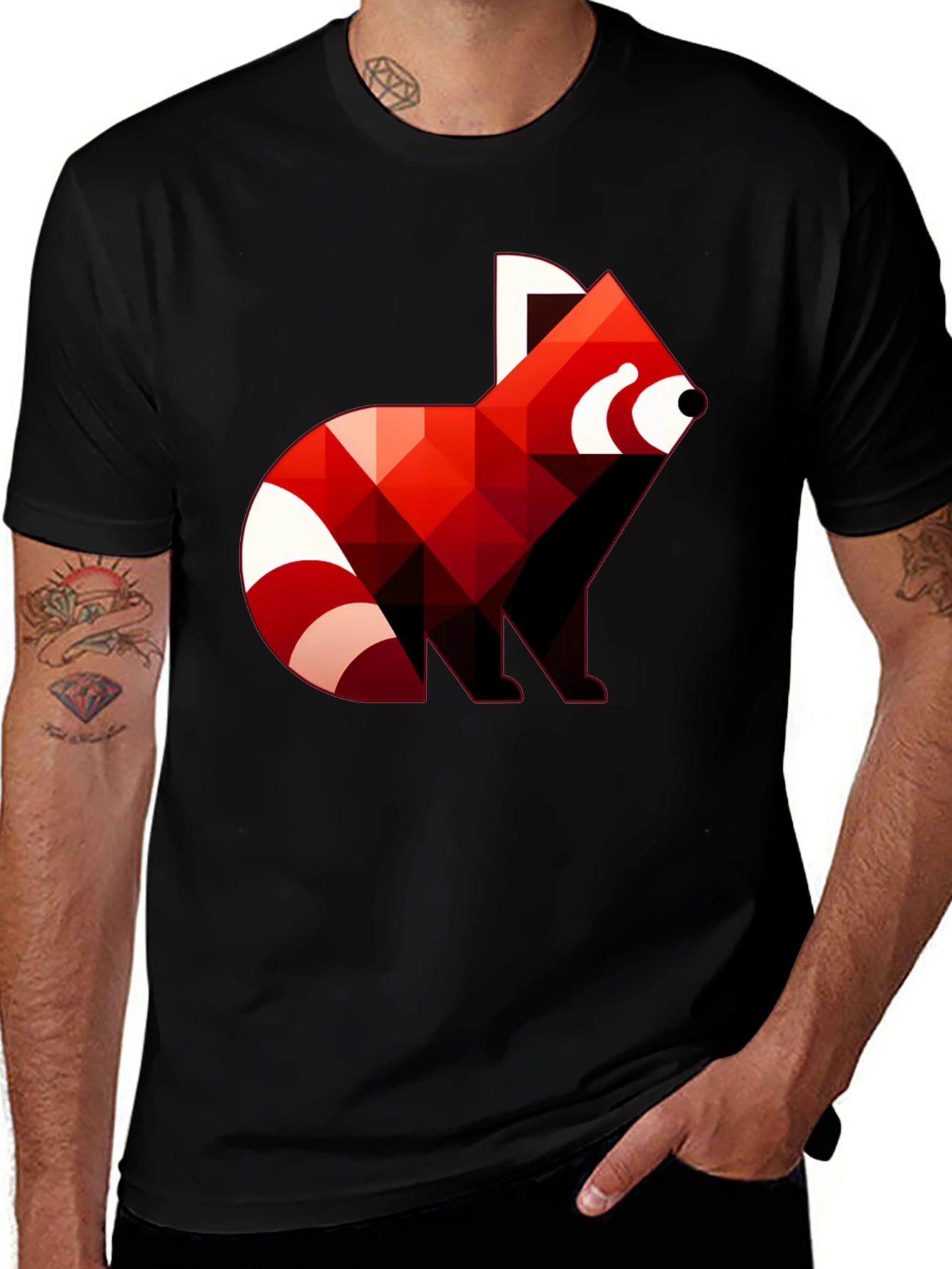 Variant 26 of Geometric Red Panda Graphic Tee - Unique Design