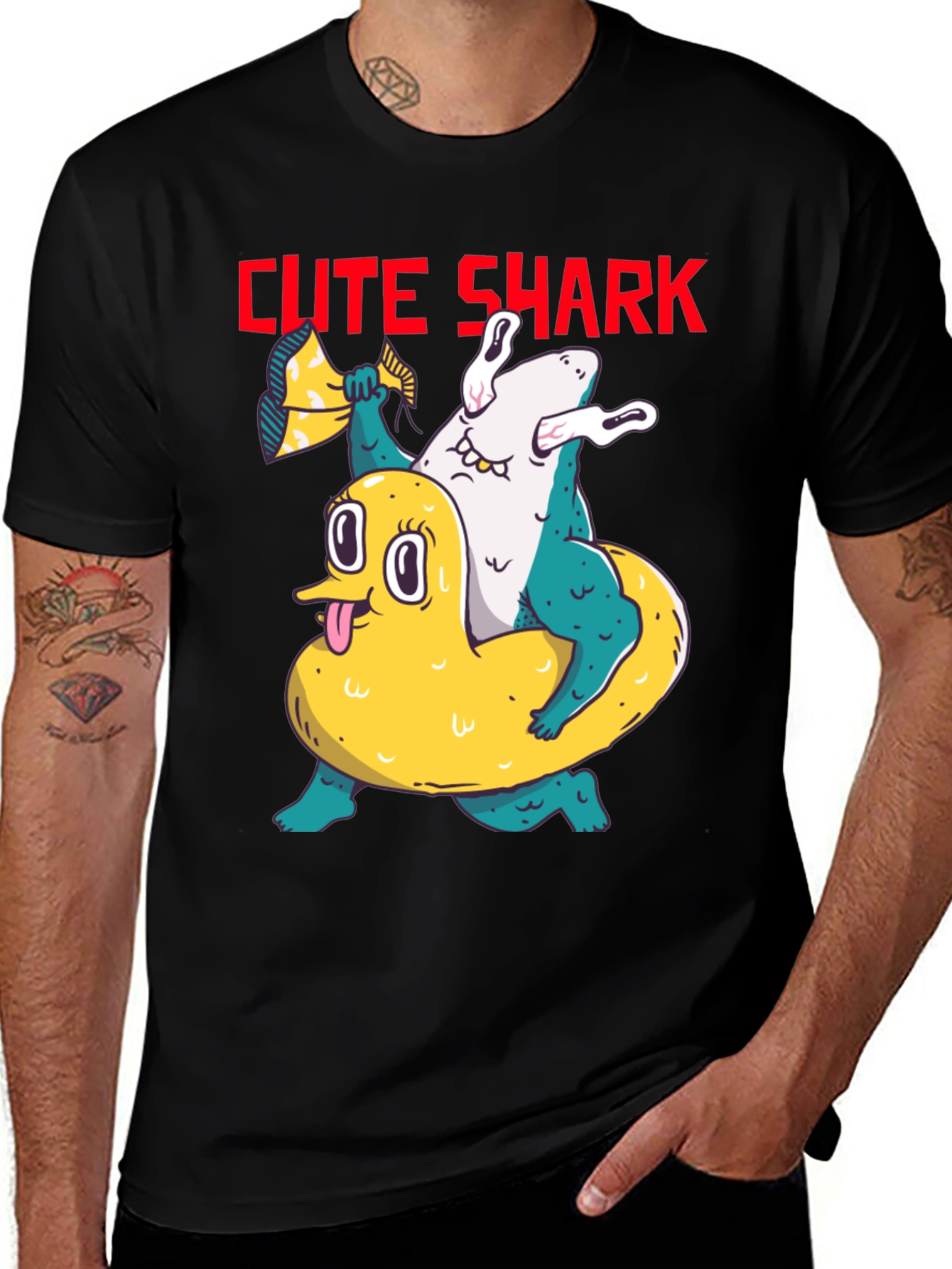 Variant 4 of Cute Shark Graphic T-Shirt - Unisex Black Tee