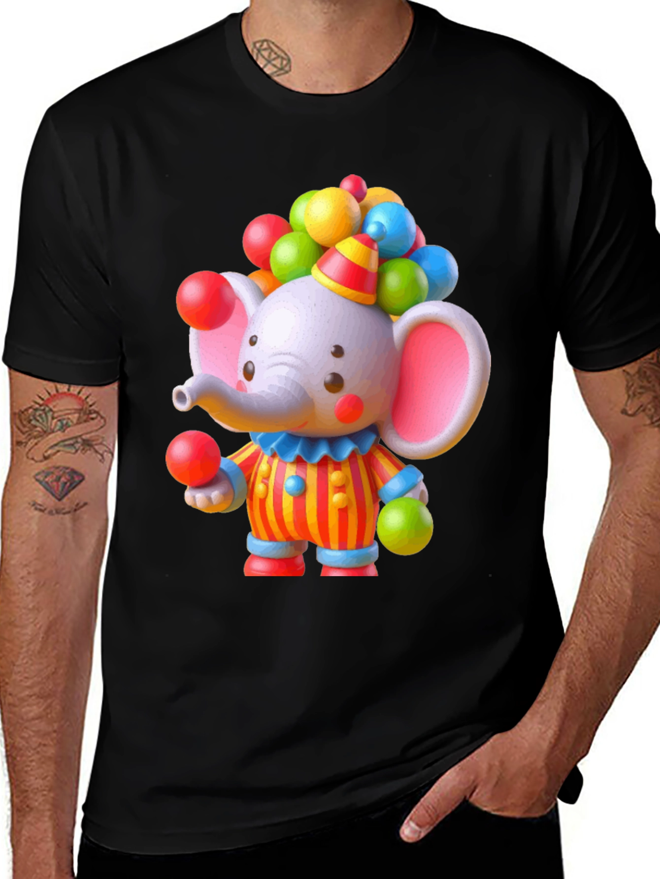 Variant 23 of Clown Elephant Graphic Tee - Fun & Unique Design