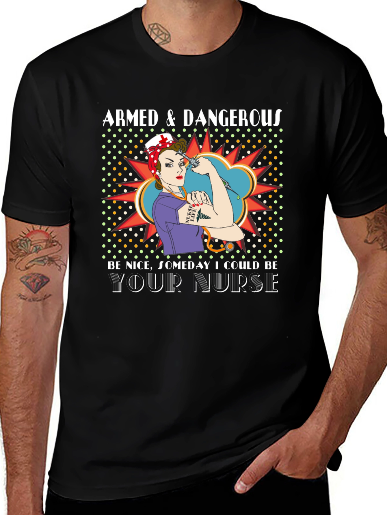 Variant 13 of Armed & Dangerous Nurse Graphic T-Shirt