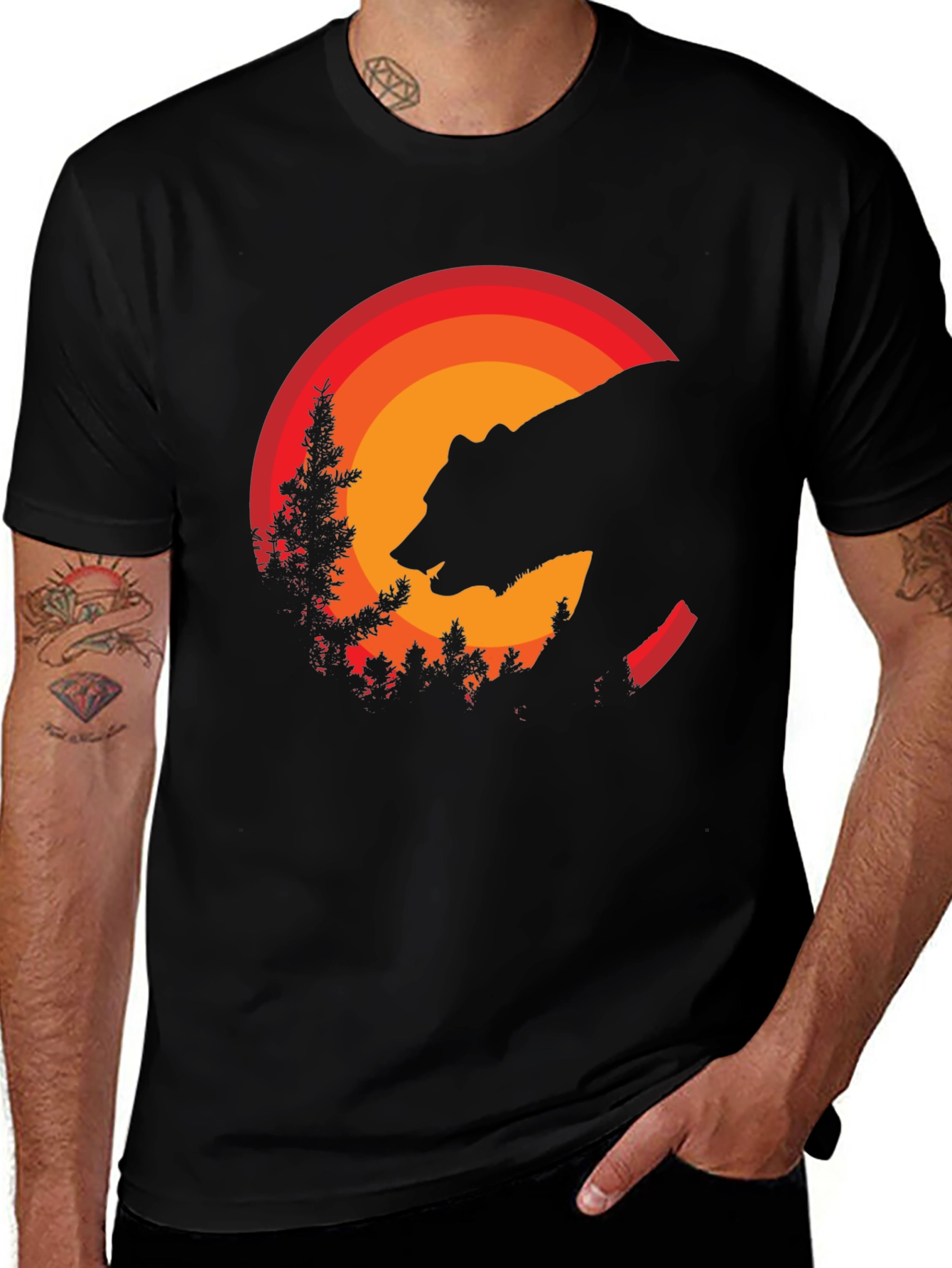 Variant 17 of Bear Silhouette Graphic Tee - Nature Adventure Shirt