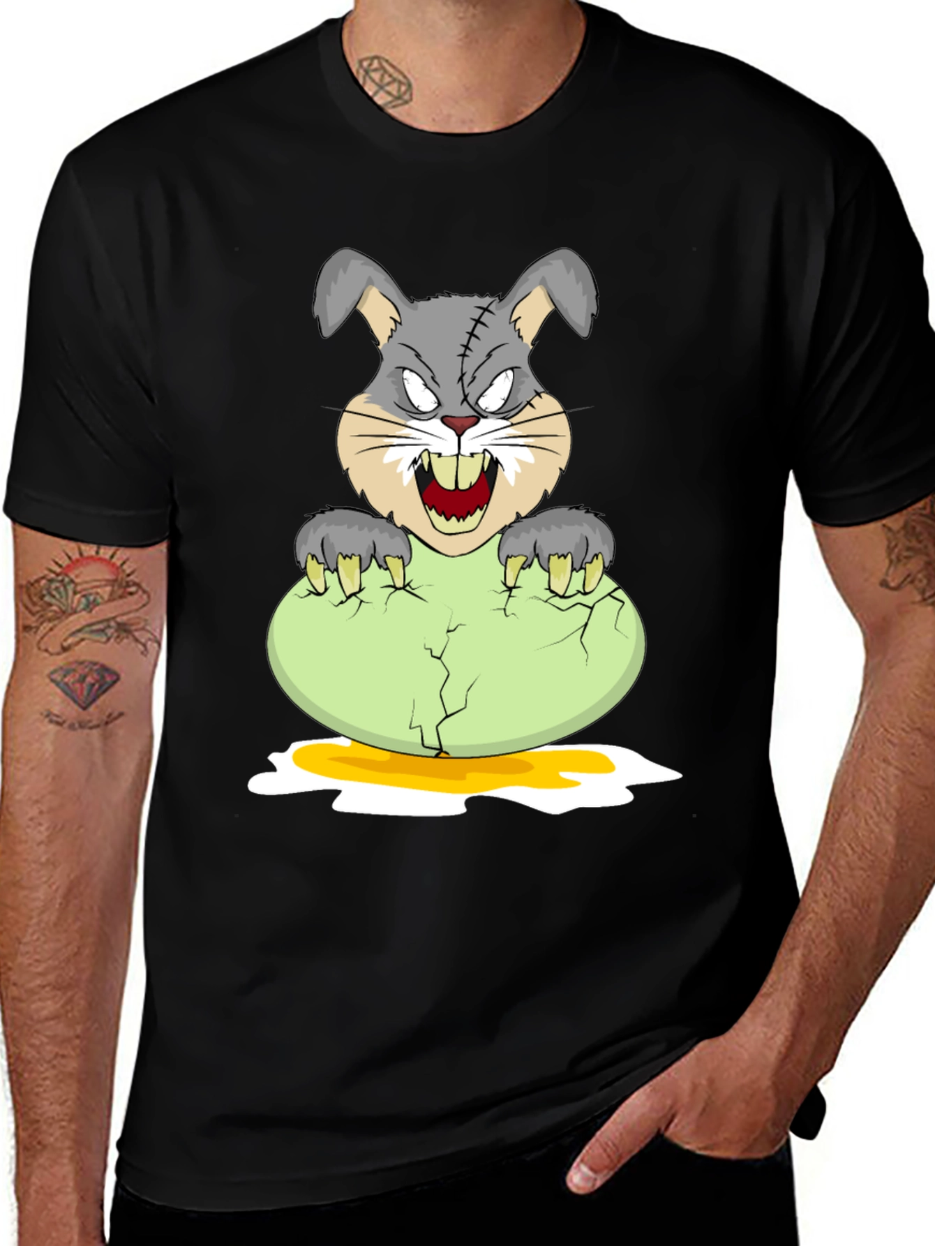 Variant 12 of Zombie Bunny Cracking Egg Graphic Tee