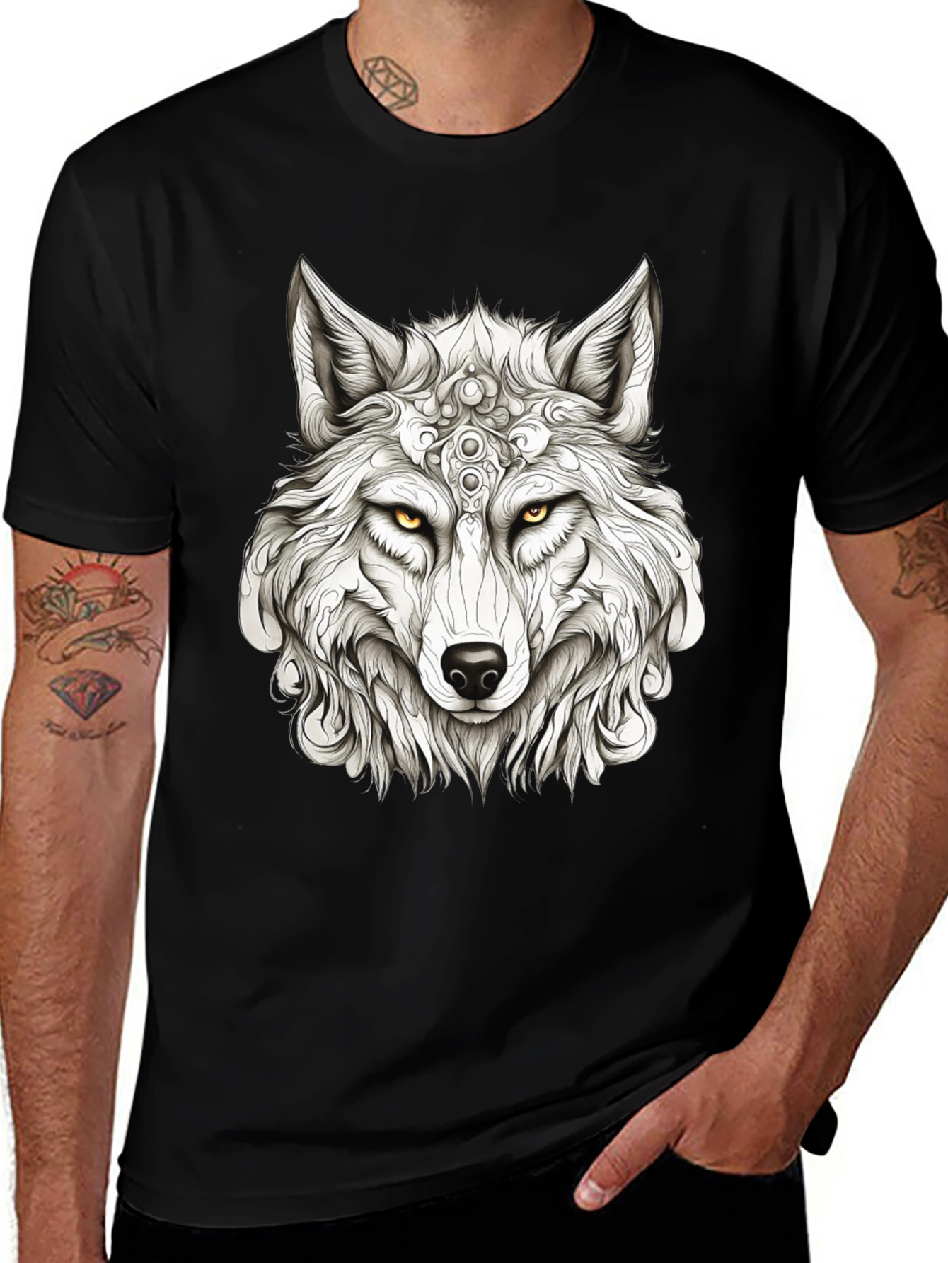 Variant 14 of Wolf Graphic Print Black T-Shirt