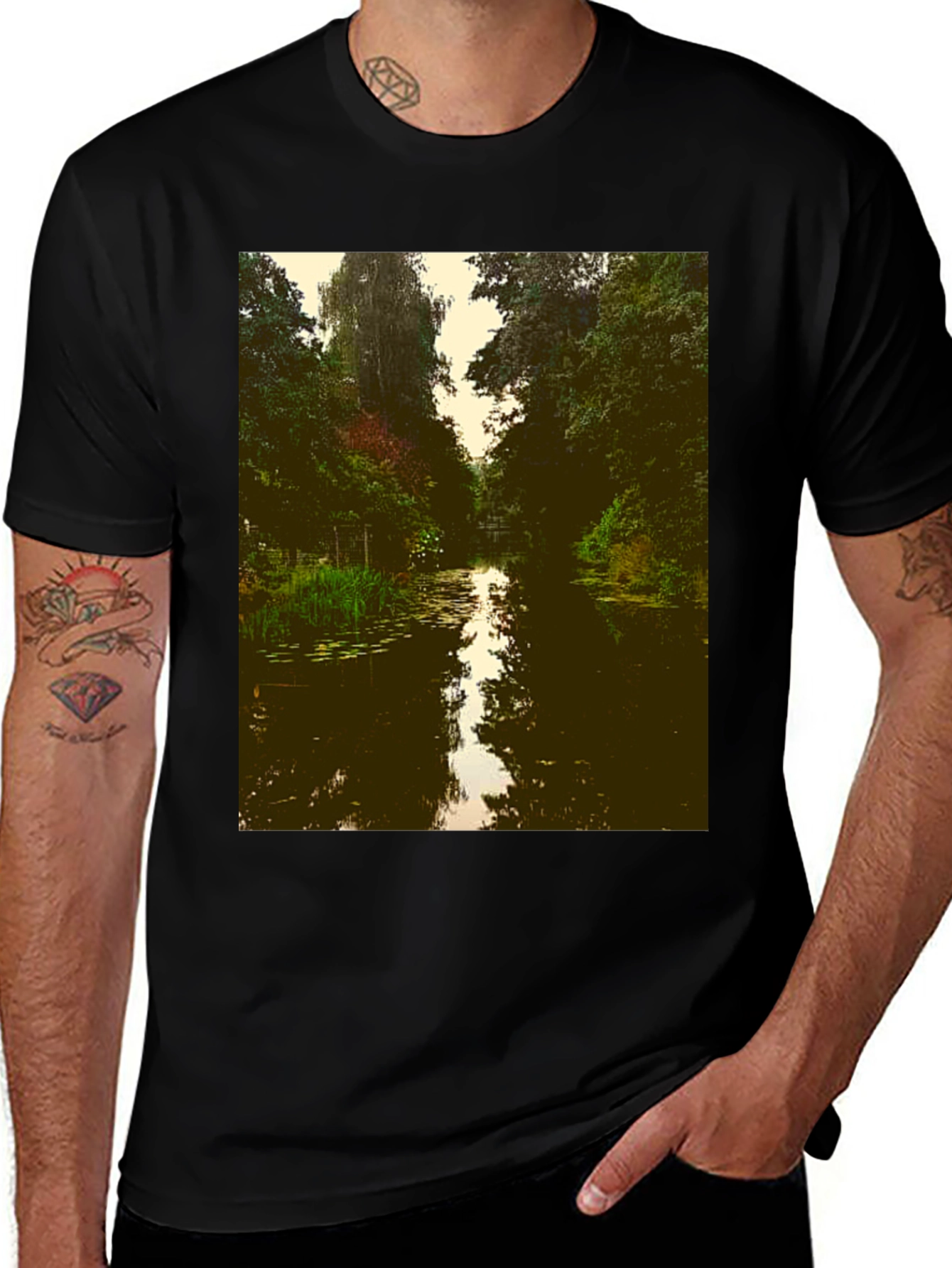 Variant 23 of Nature River Graphic Tee - Black