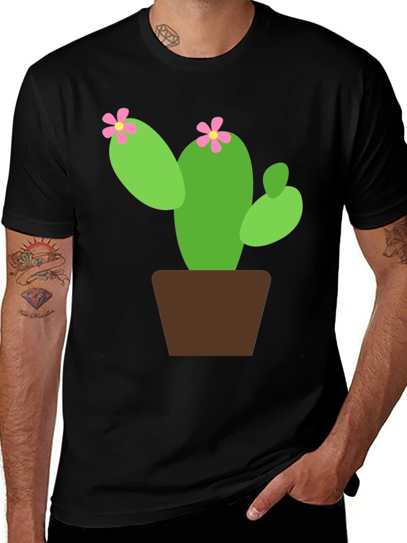 Variant 27 of Cactus Flower Graphic Tee - Black T-Shirt