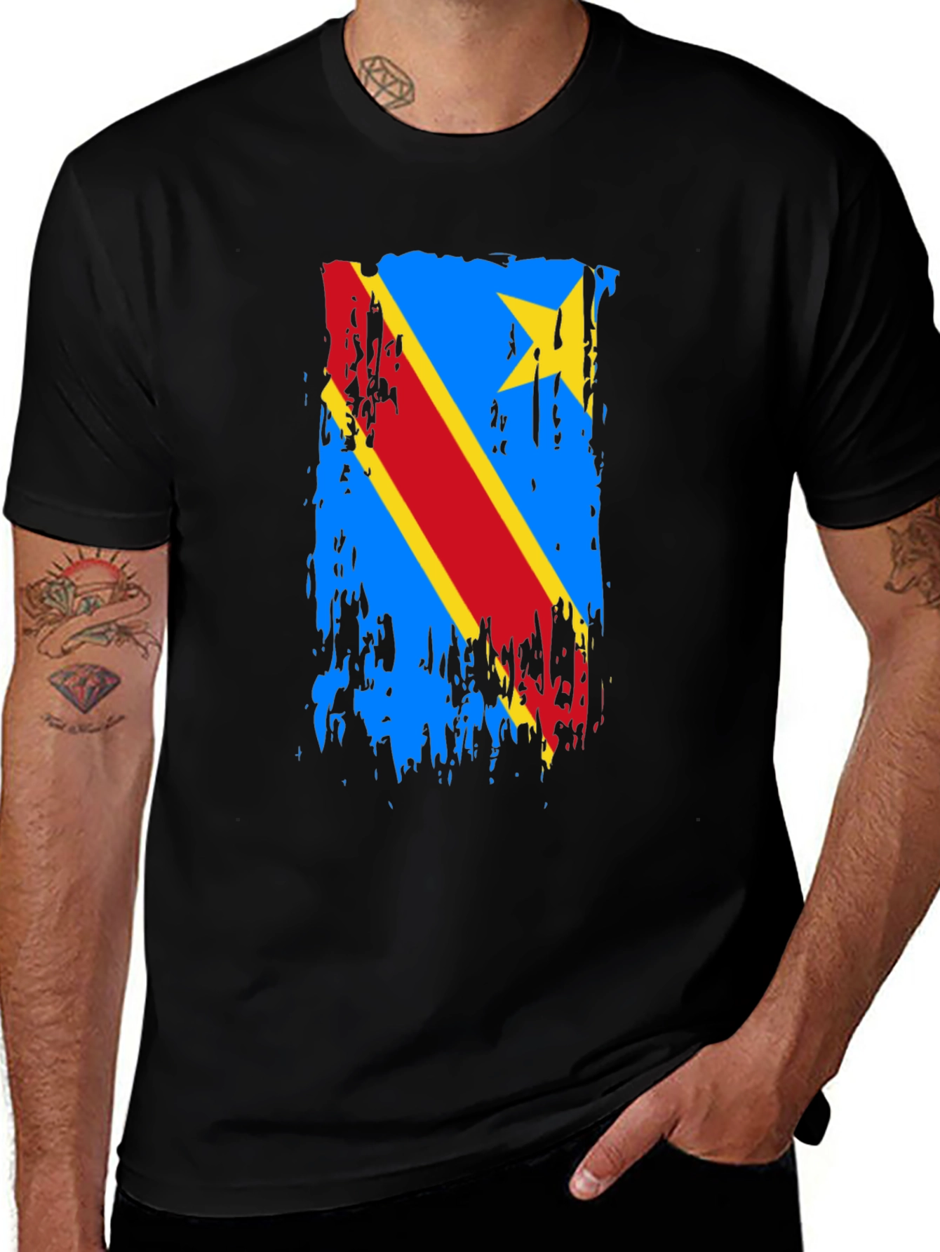 Distressed Democratic Republic of Congo Flag T-Shirt
