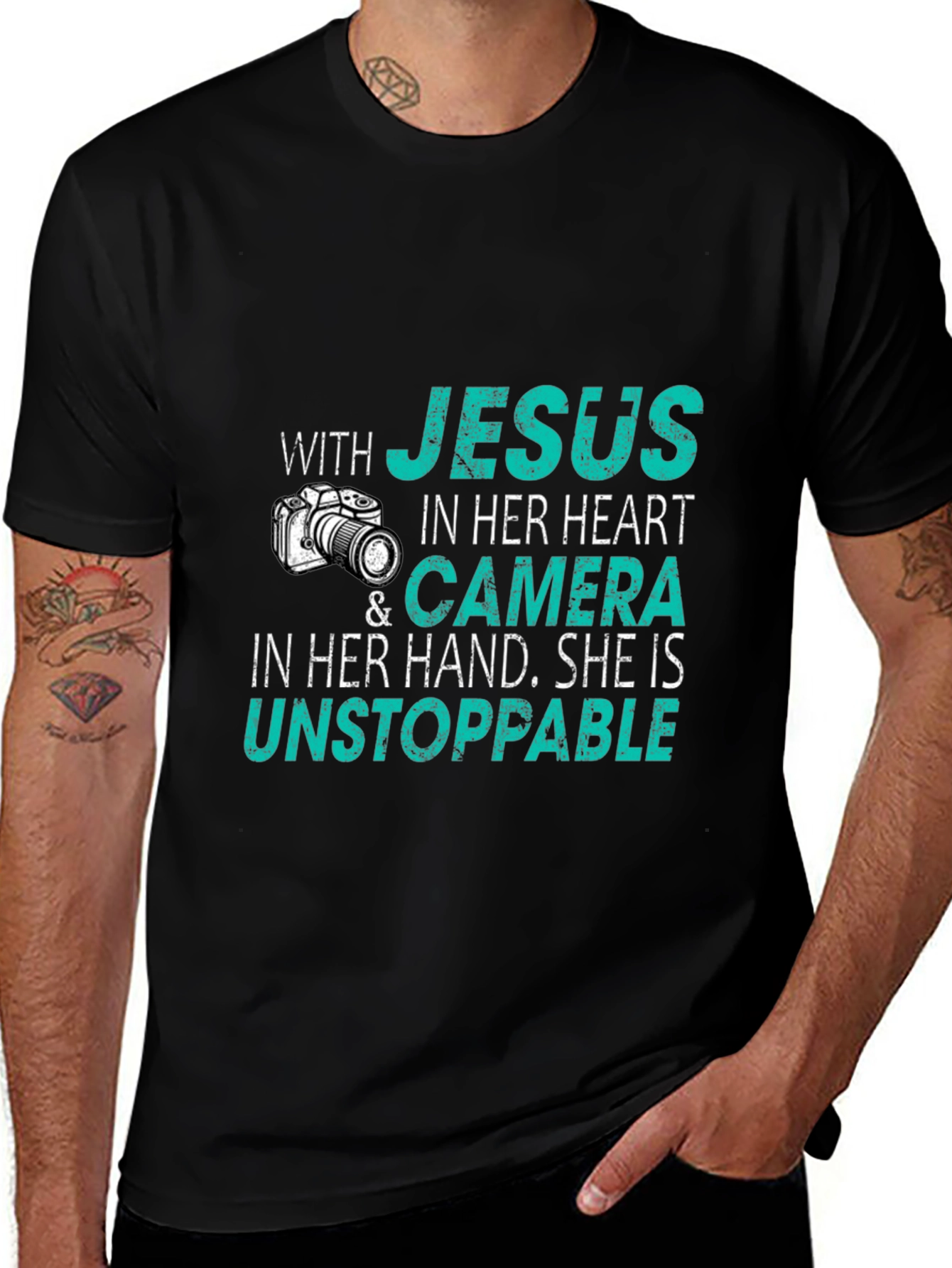 Variant 13 of Jesus Camera Unstoppable Black T-Shirt