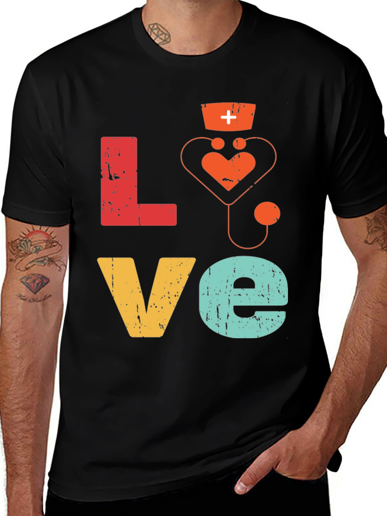 Variant 3 of Nurse Love Graphic Tee - Healthcare Appreciation T-Shirt
