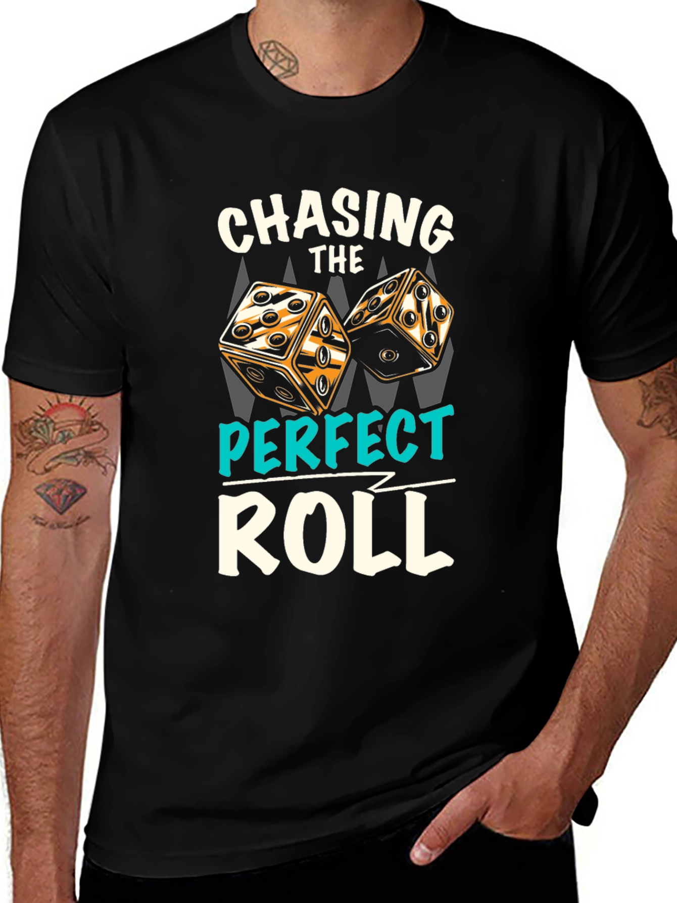 Variant 9 of Chasing The Perfect Roll T-Shirt Dice Graphic Tee