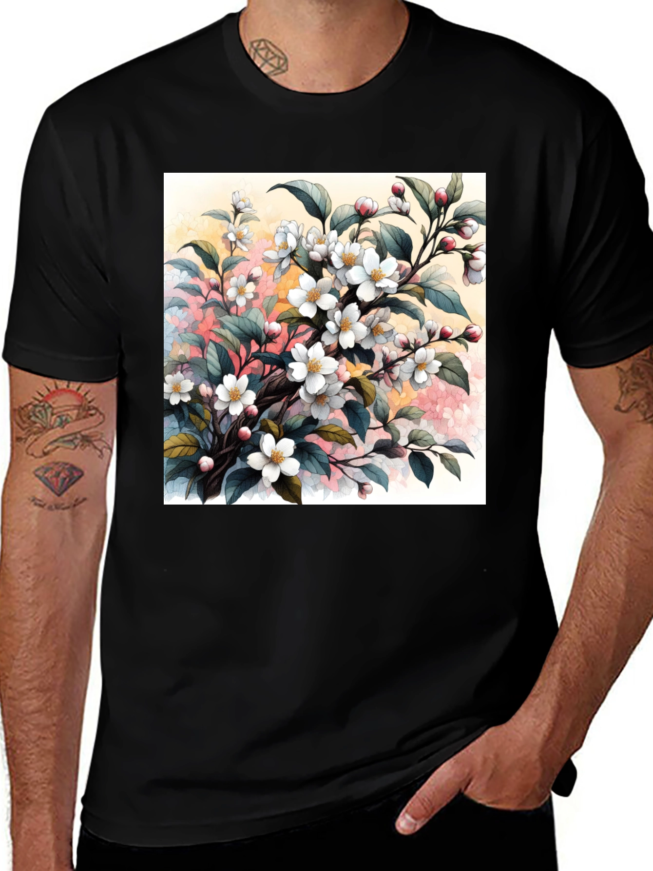Variant 4 of Floral Blossom T-Shirt - Artistic Botanical Design