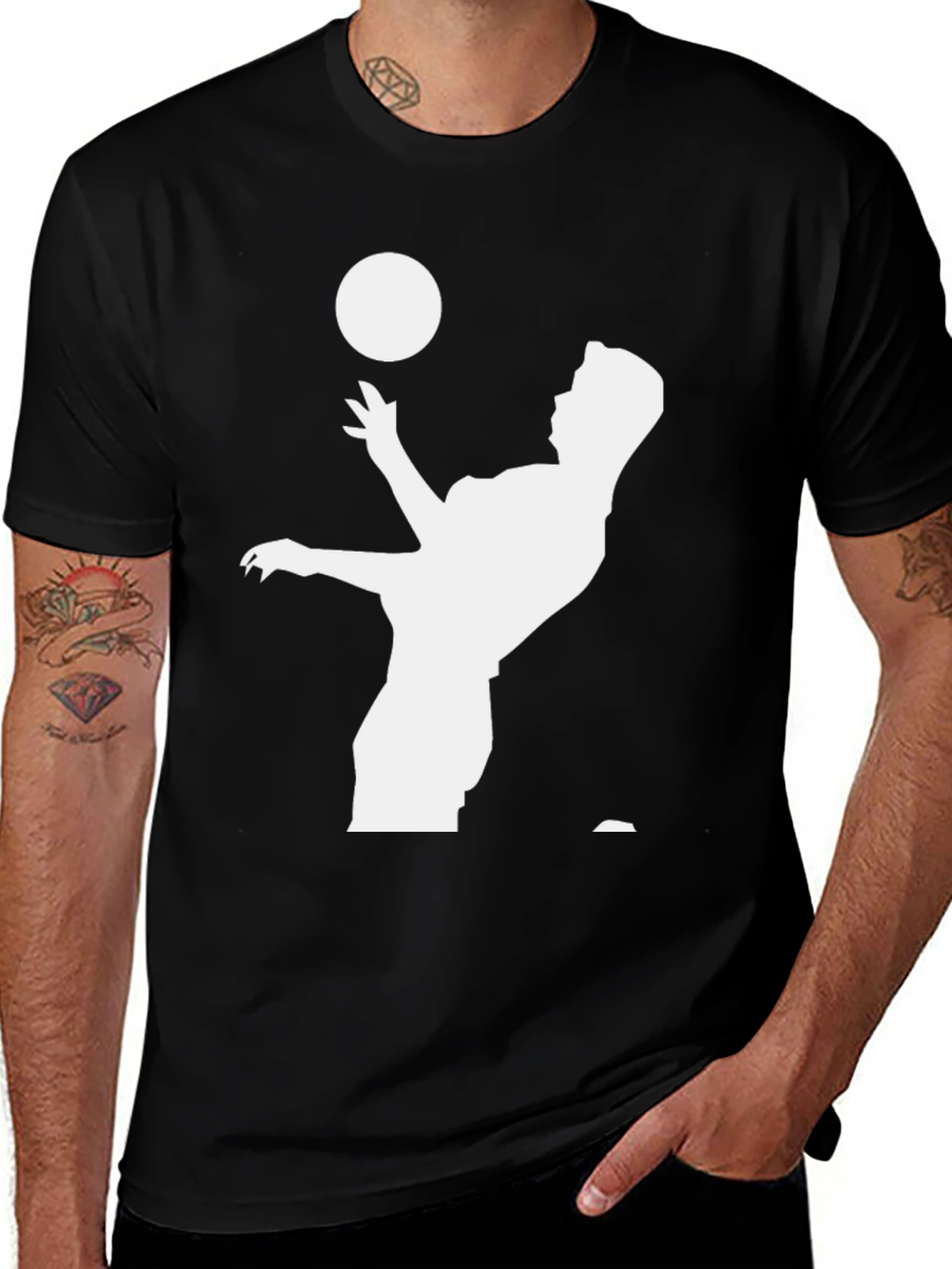 Variant 3 of Black T-Shirt with Soccer Player Design