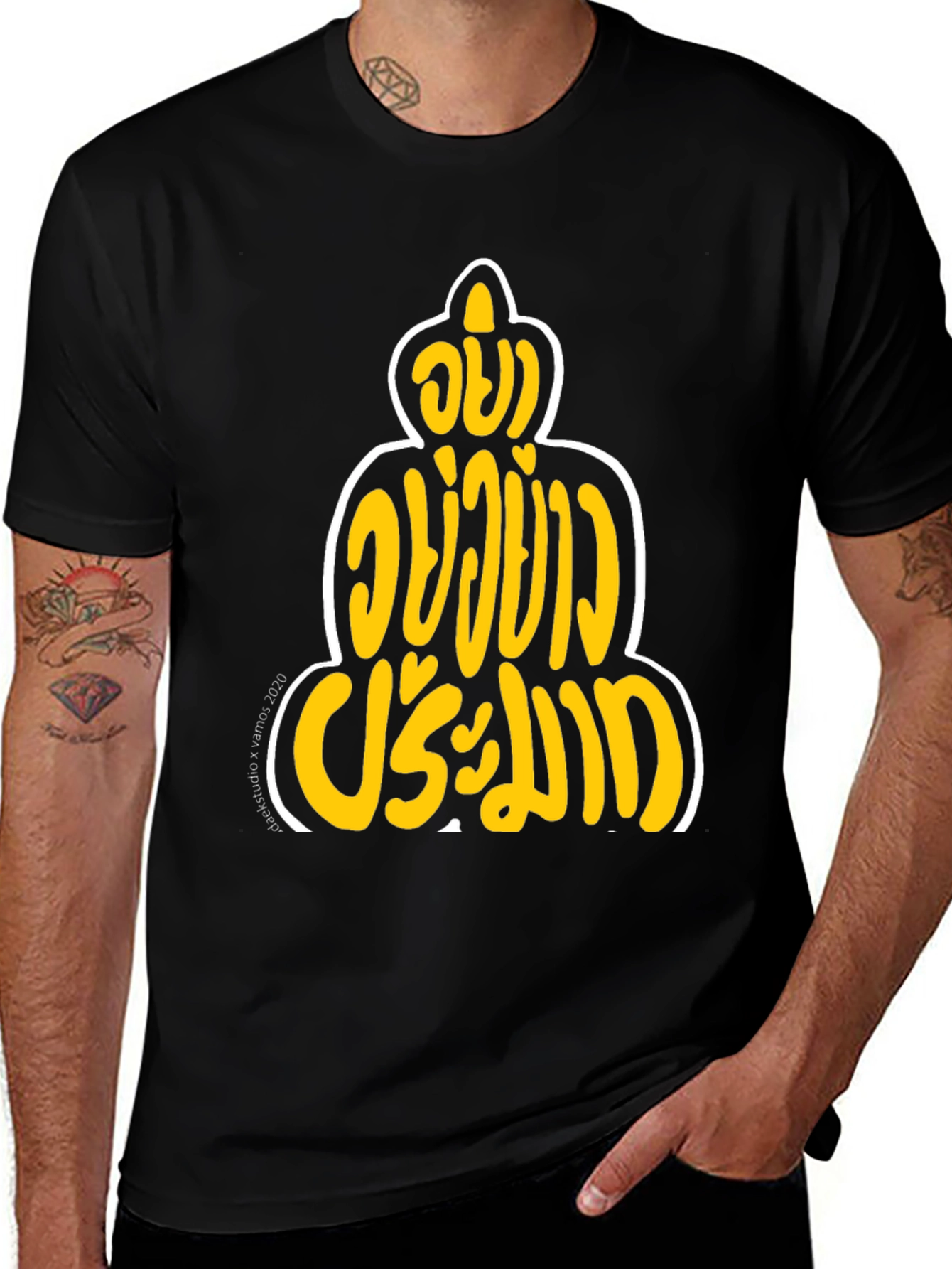 Variant 12 of Black T-Shirt with Thai Buddha Graphic Print