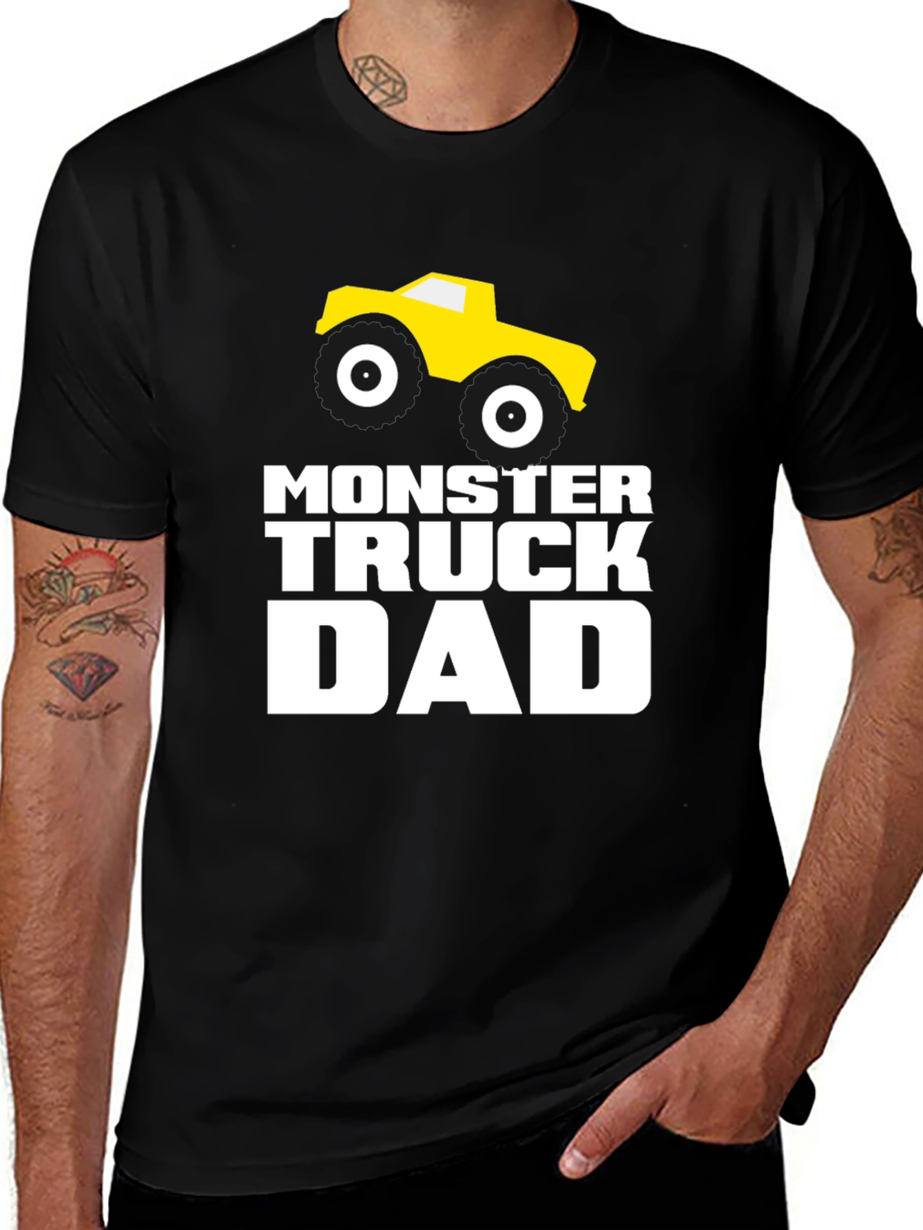 Variant 16 of Monster Truck Dad T-Shirt - Black Cotton Graphic Tee