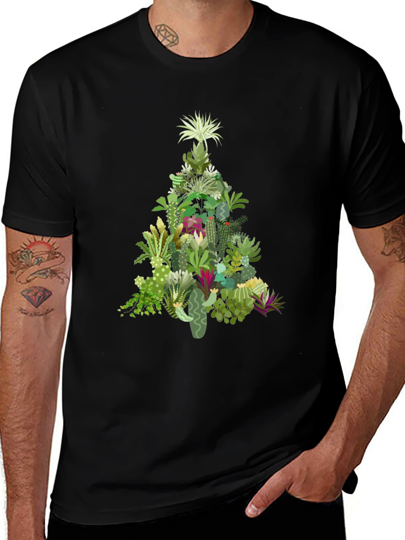 Variant 8 of Cactus Christmas Tree Graphic T-Shirt