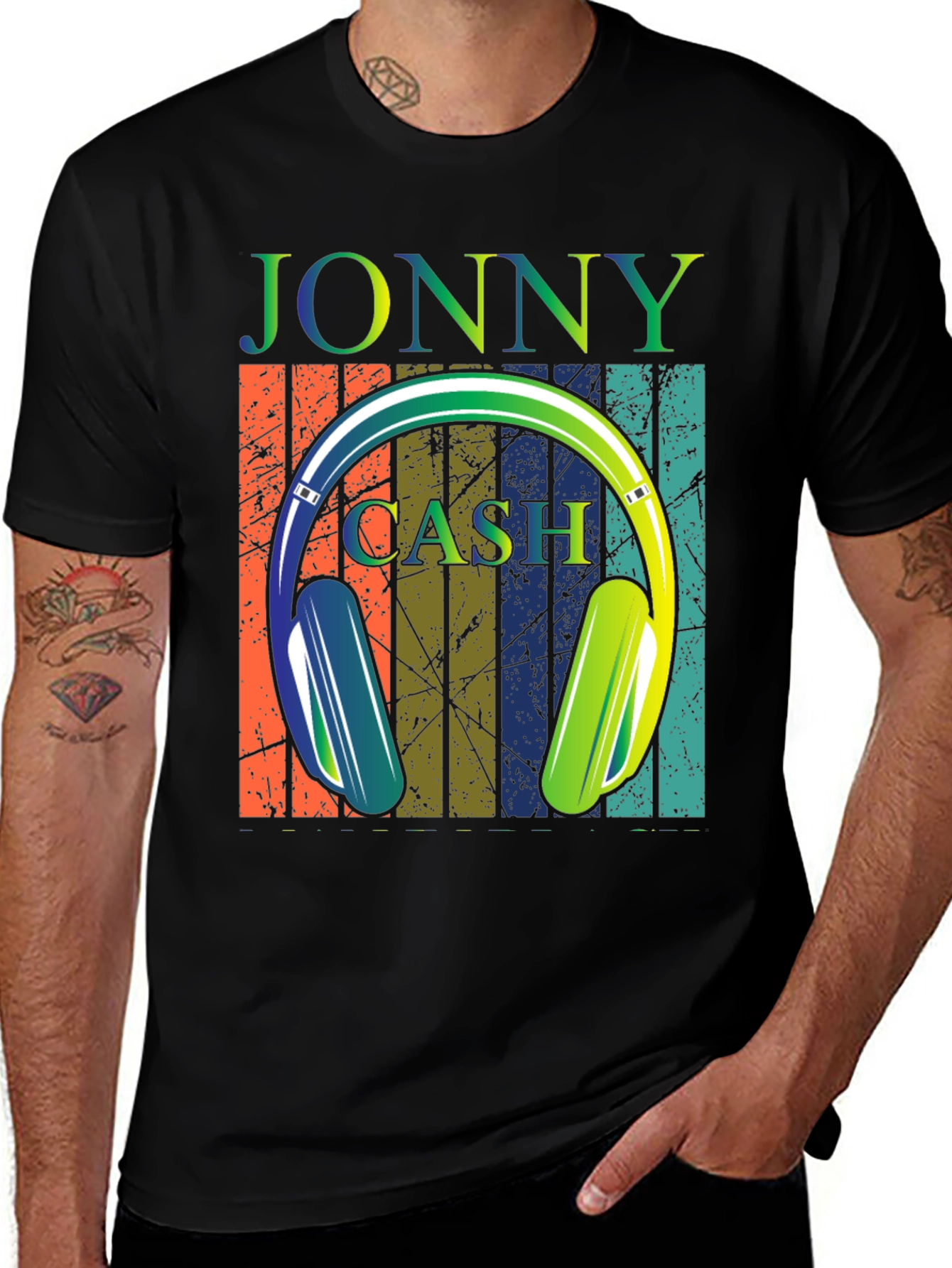 Variant 9 of Jonny Cash Headphone Retro Graphic T-Shirt