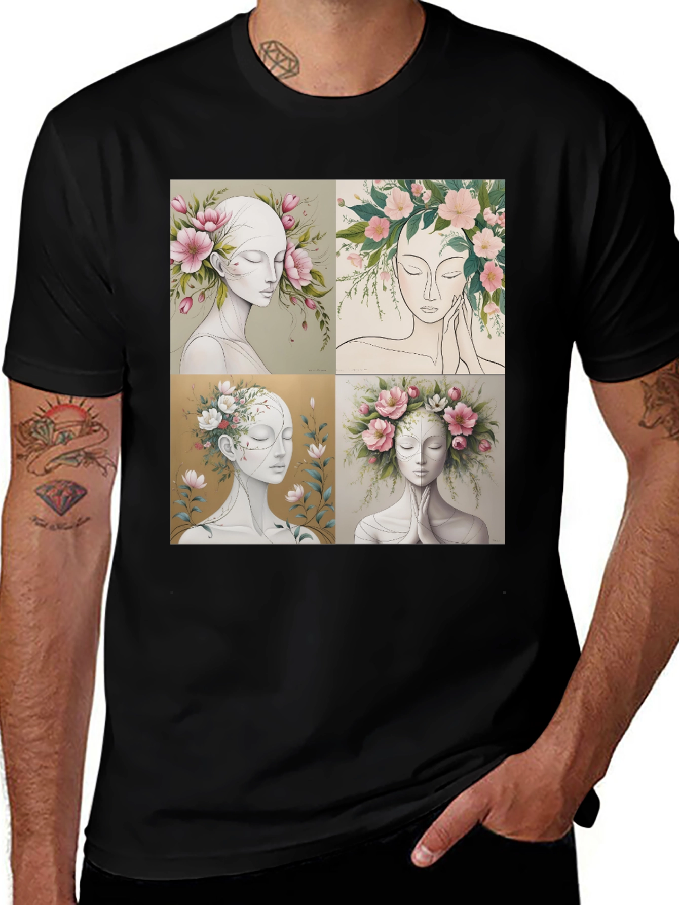 Variant 21 of Floral Portrait Art Graphic Tee