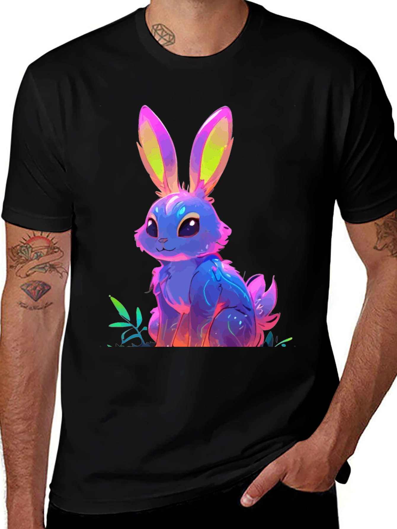 Variant 13 of Neon Bunny Graphic Tee - Soft Cotton Blend