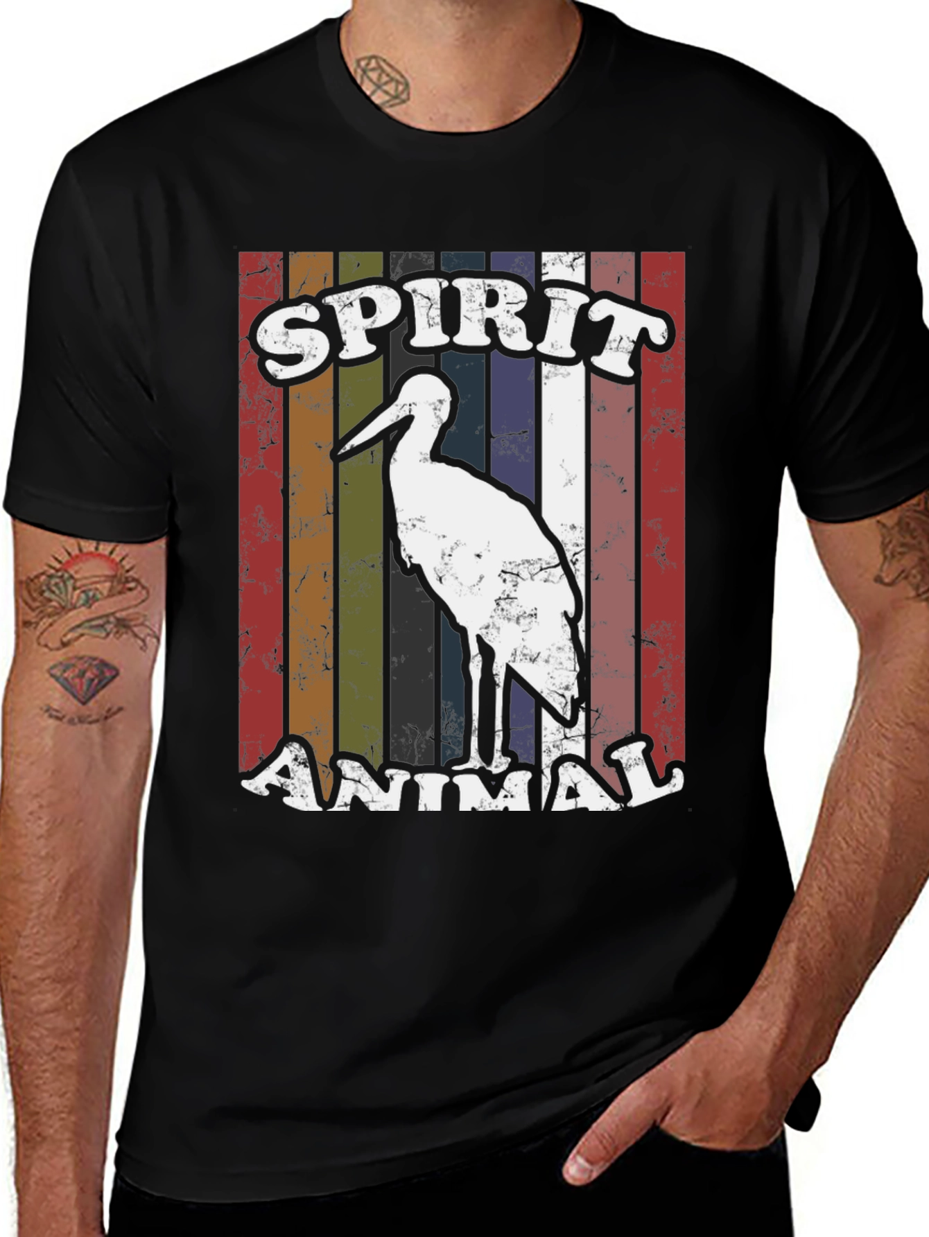 Variant 10 of Spirit Animal Heron Graphic Tee - Retro Style