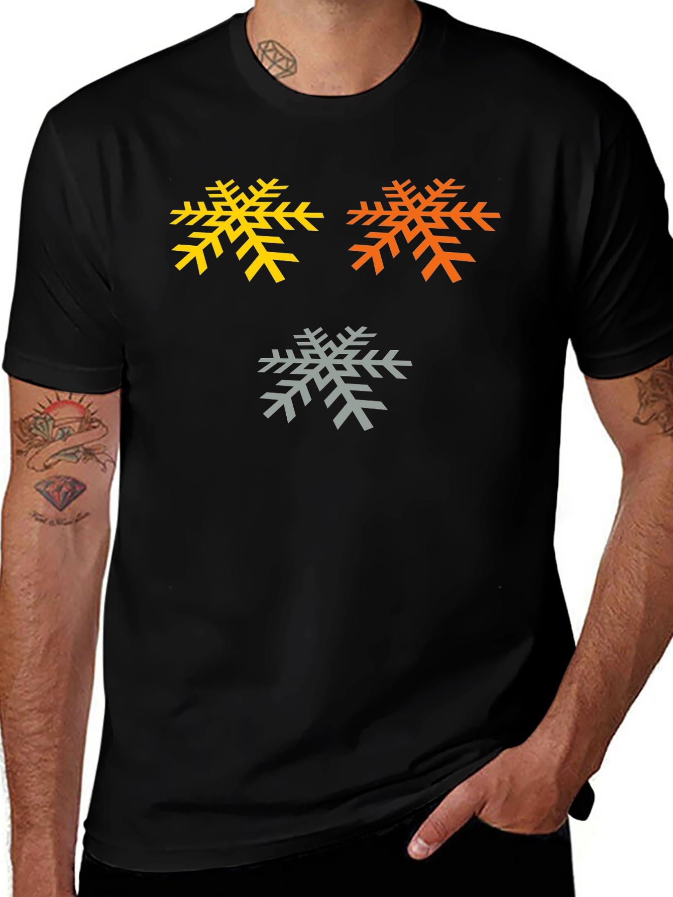 Variant 2 of Snowflake Graphic Tee - Black Cotton Blend