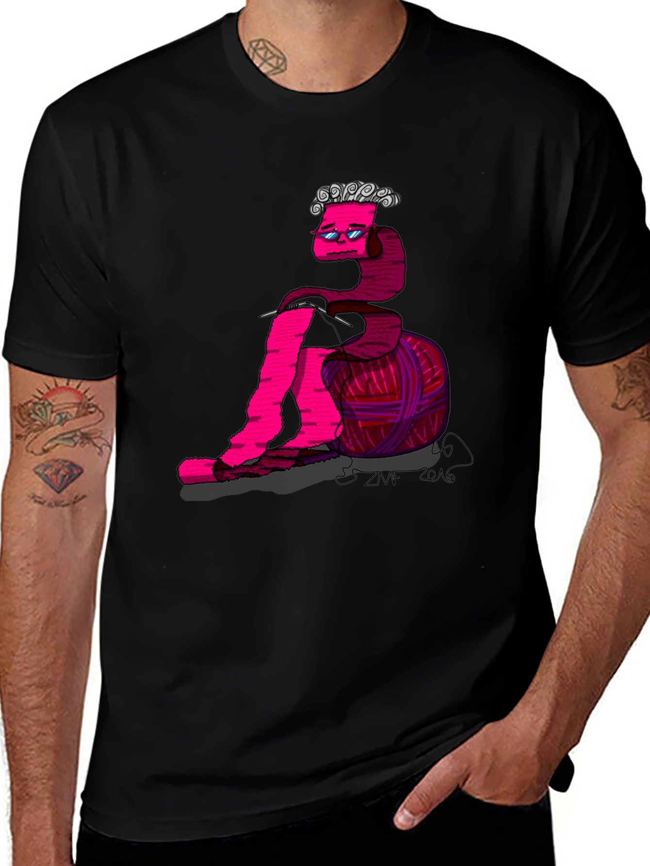 Variant 28 of Knitting Worm Graphic T-Shirt - Unique Design