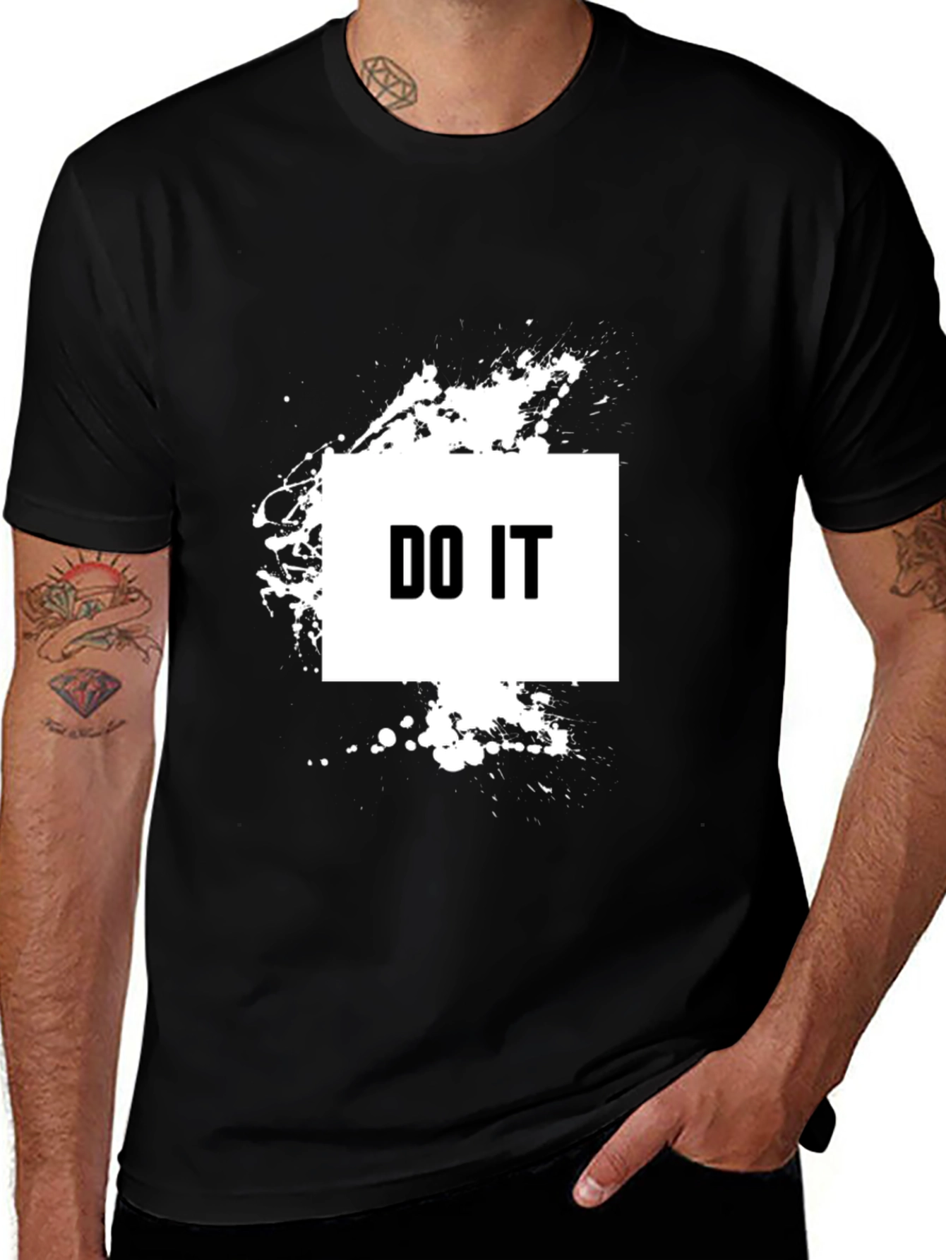 Variant 17 of Bold "DO IT" Graphic Tee - Black Cotton T-Shirt