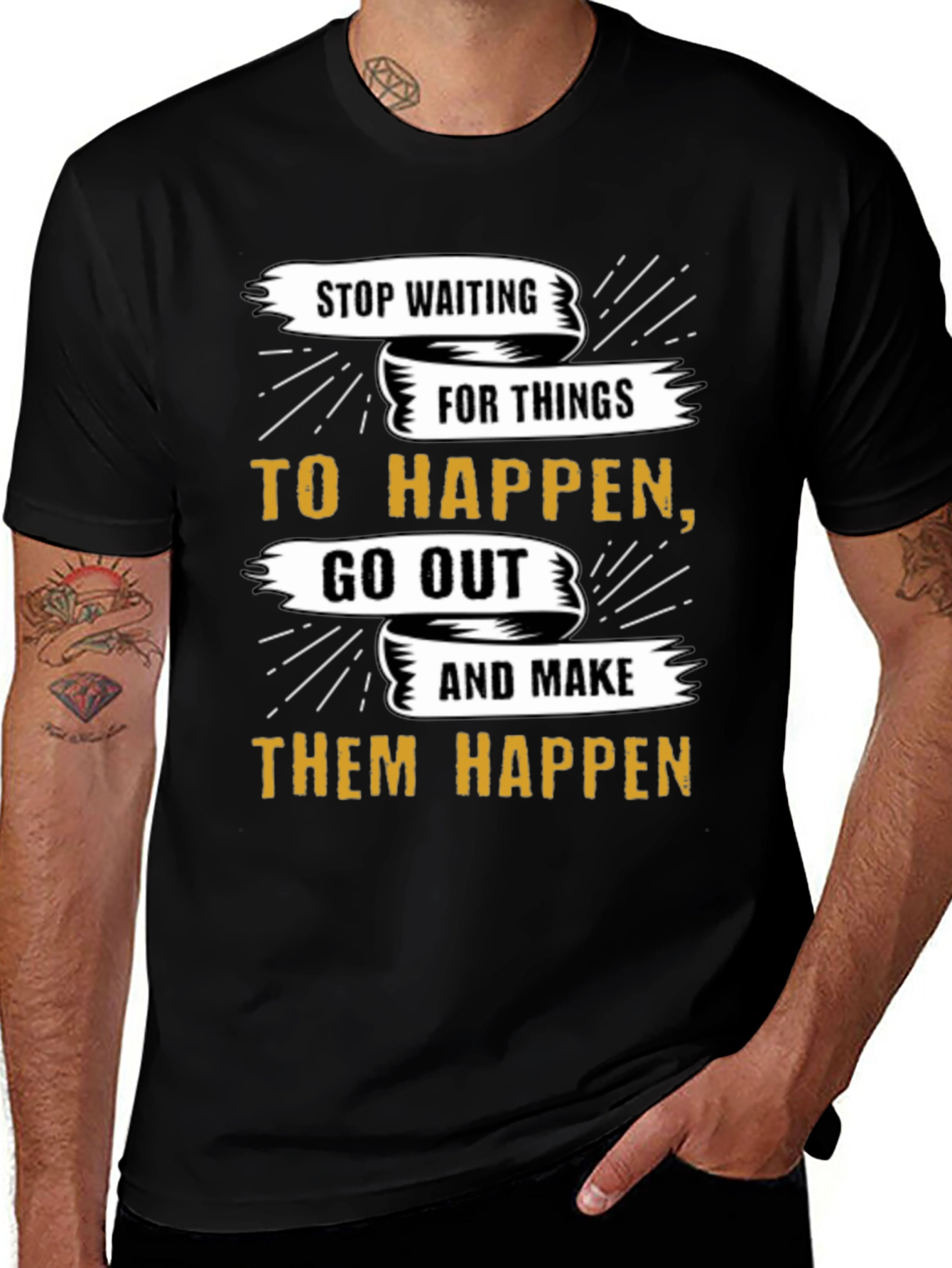 Variant 28 of Motivational Graphic Tee - Stop Waiting, Make It Happen!